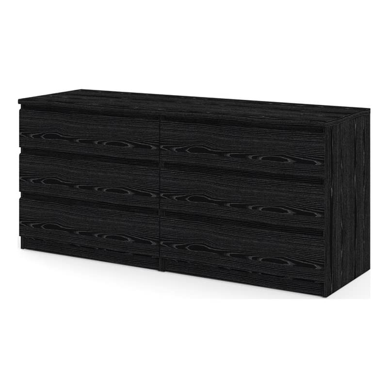 Tvilum 6-Drawer Double Dresser in Black Woodgrain - Modern Bedroom Storage Furniture for Clothes & Accessories | Perfect for Master Bedroom, Guest Room & Dorm Organization