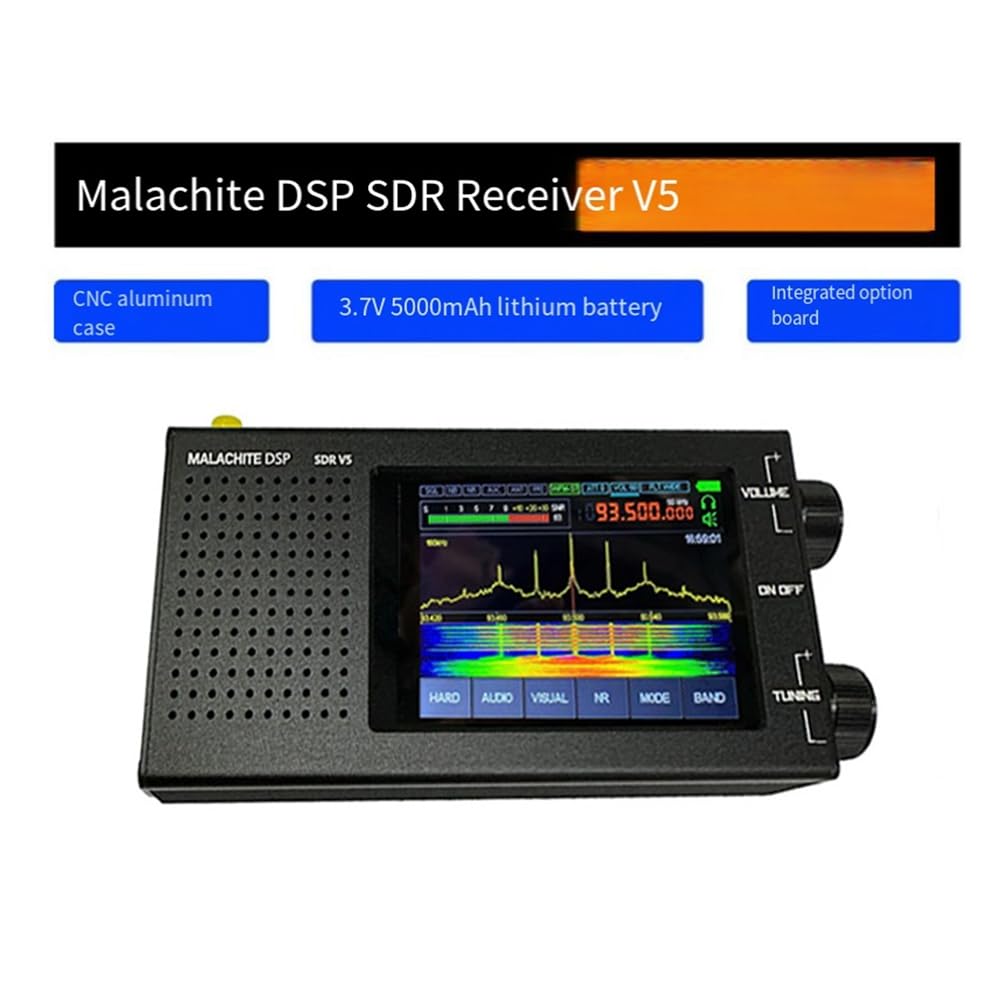 Sarpoer SDR Malachite V5 1.10D Digital Shortwave Radio Receiver - Portable Multiband AM/FM/SSB Radio with Upgraded Firmware for Travel, Emergency, Hobby & Outdoor Adventures
