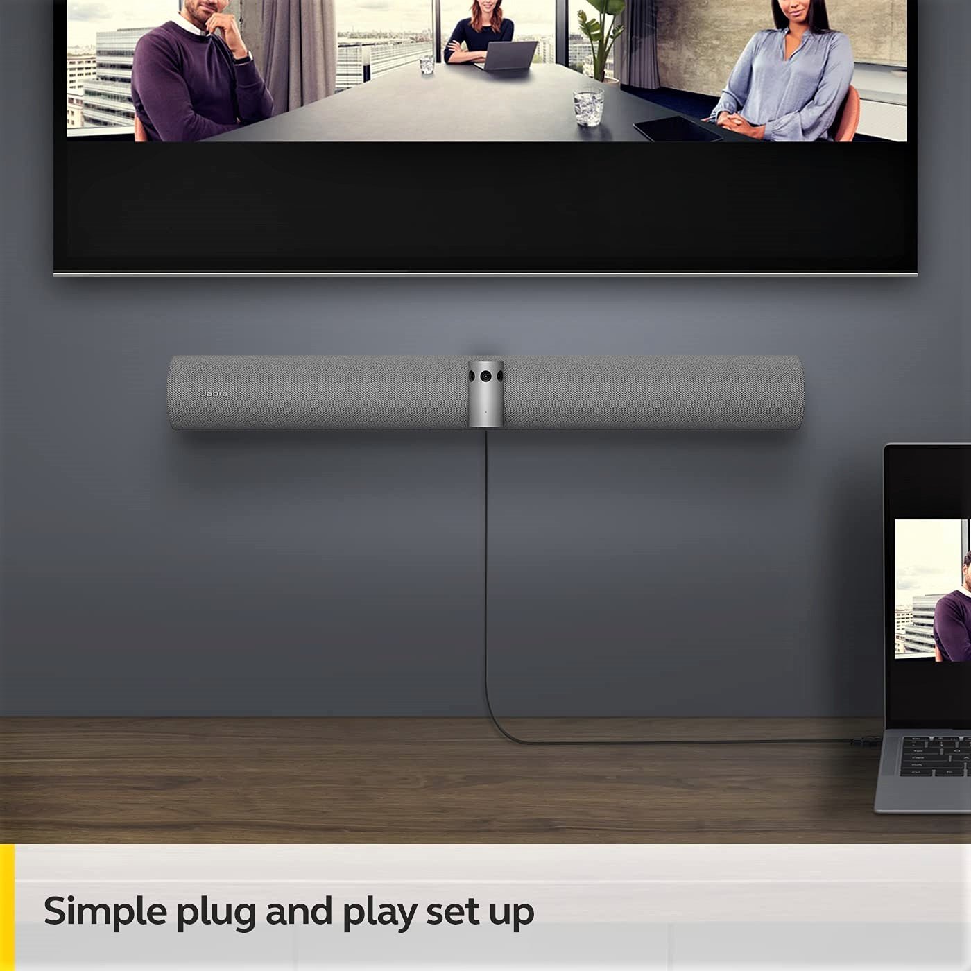 Jabra PanaCast 50 4K Panoramic Video Conference Bar - 180° Wide-Angle Webcam for Zoom, Teams & Webex Meetings - Perfect for Home Office & Conference Rooms