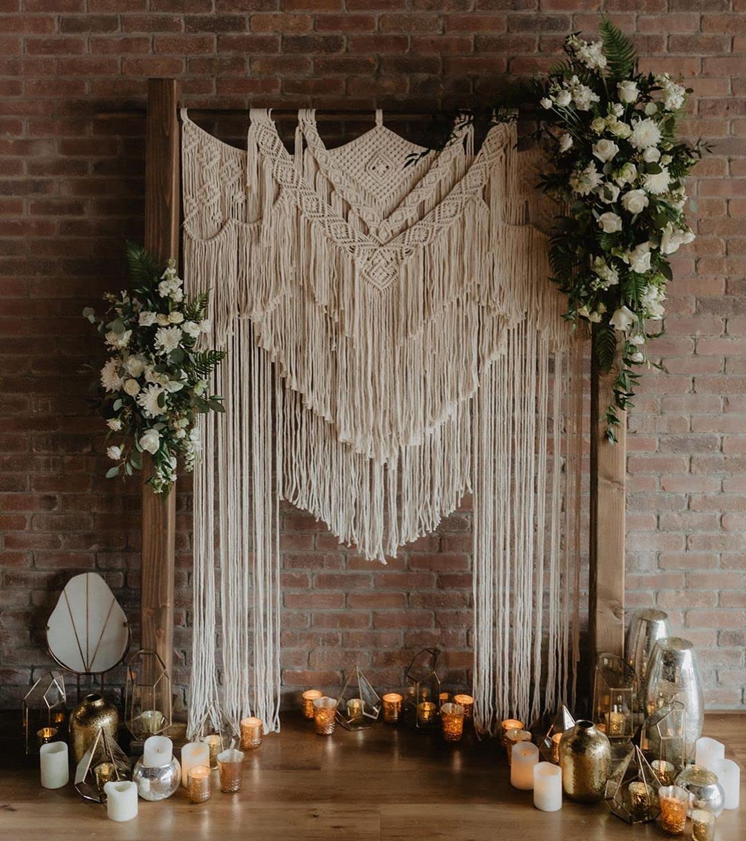 Handmade Boho Macrame Door Curtain & Wall Hanging Tapestry - Natural Cotton Window Treatment for Living Room, Bedroom, and Home Decor