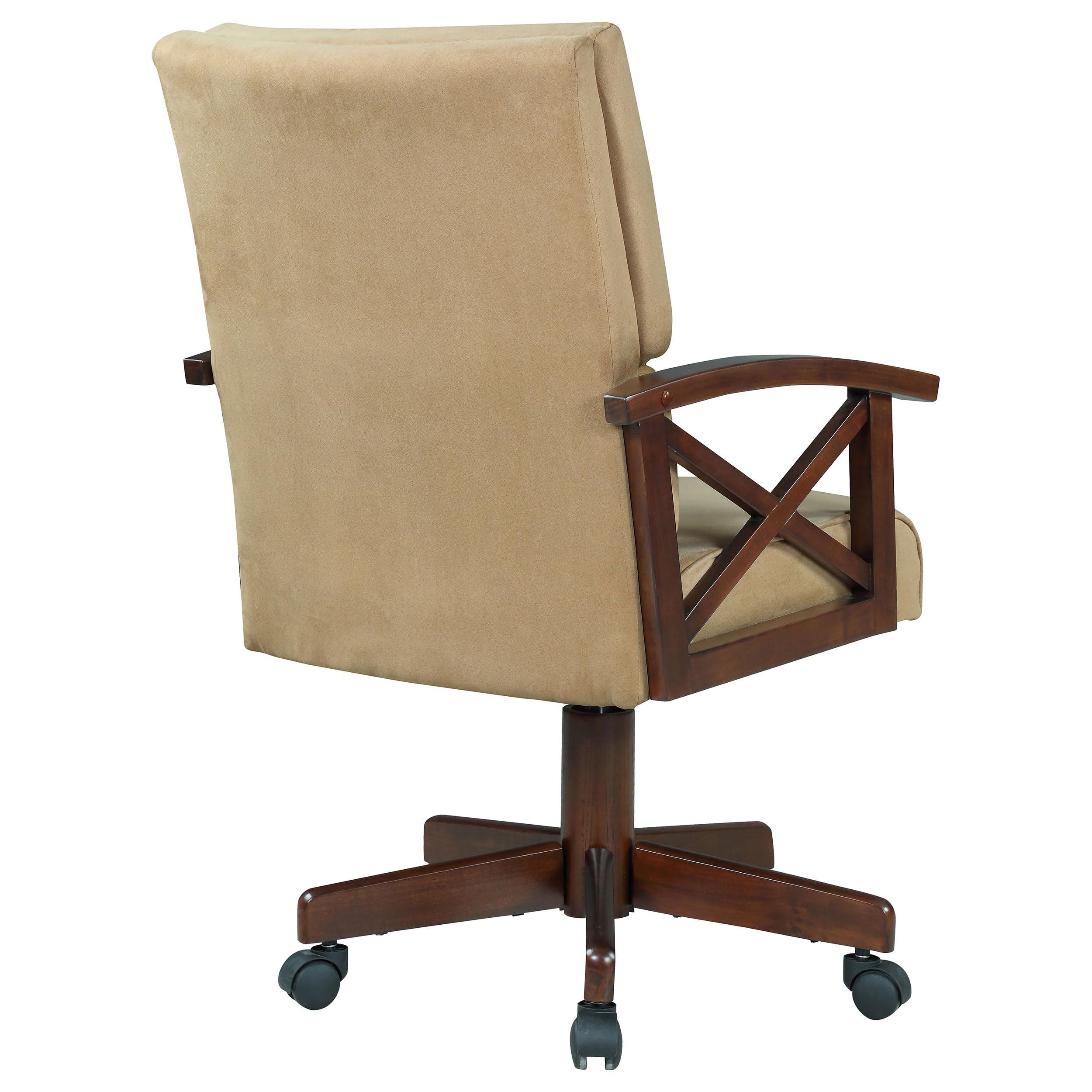 Coaster Home Furnishings Casual Gaming Chair with Oak Finish & Beige Upholstery - Perfect for Game Rooms, Home Theaters & Office Spaces