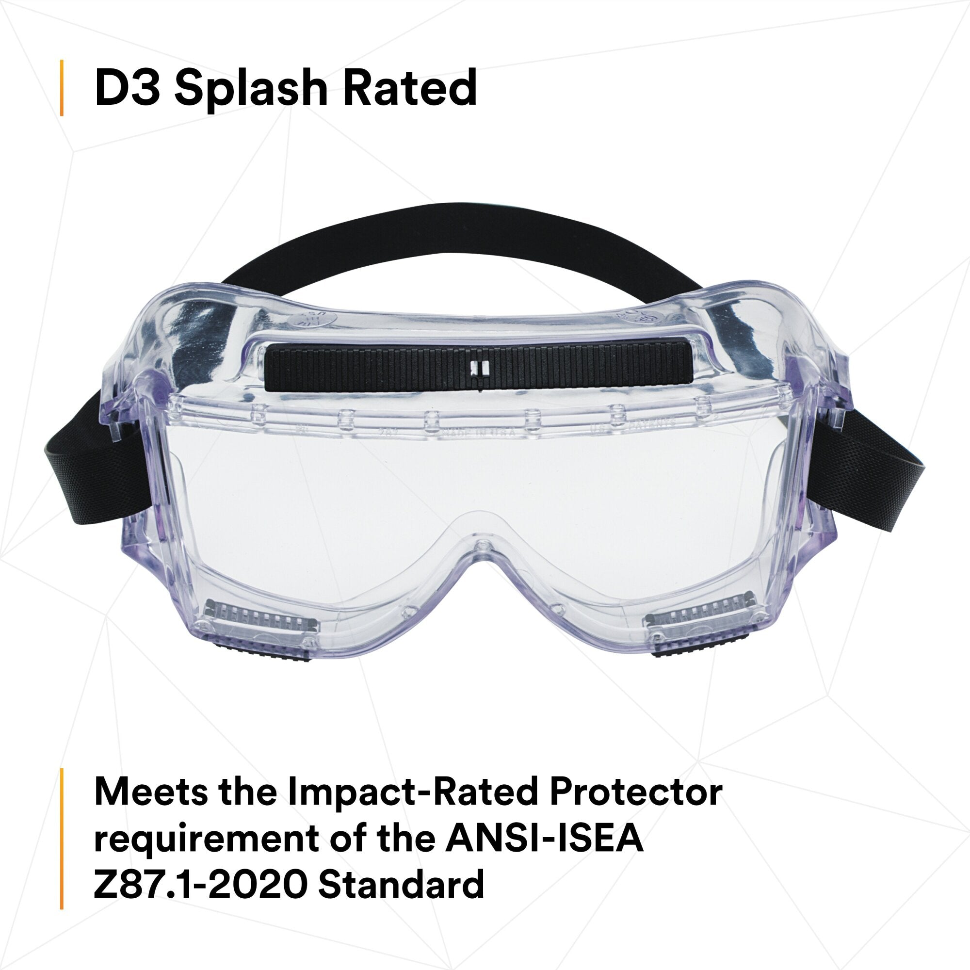 3M Centurion Splash Safety Goggles 454 (40304 00000 10) - Clear Lens Protective Eyewear for Lab Work, Chemical Handling & Industrial Use