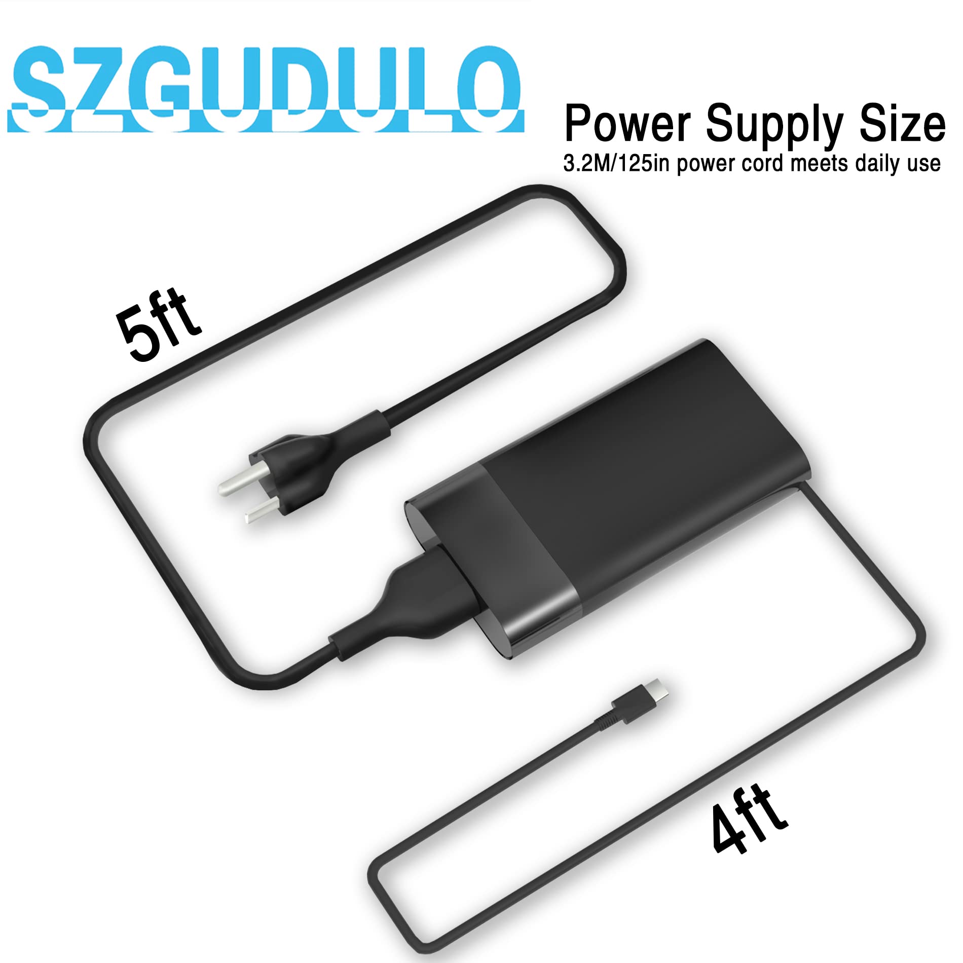 90W USB C Laptop Charger Fast Charging Compatible with Dell XPS, Inspiron, Latitude - Perfect for Home, Office & Travel Use