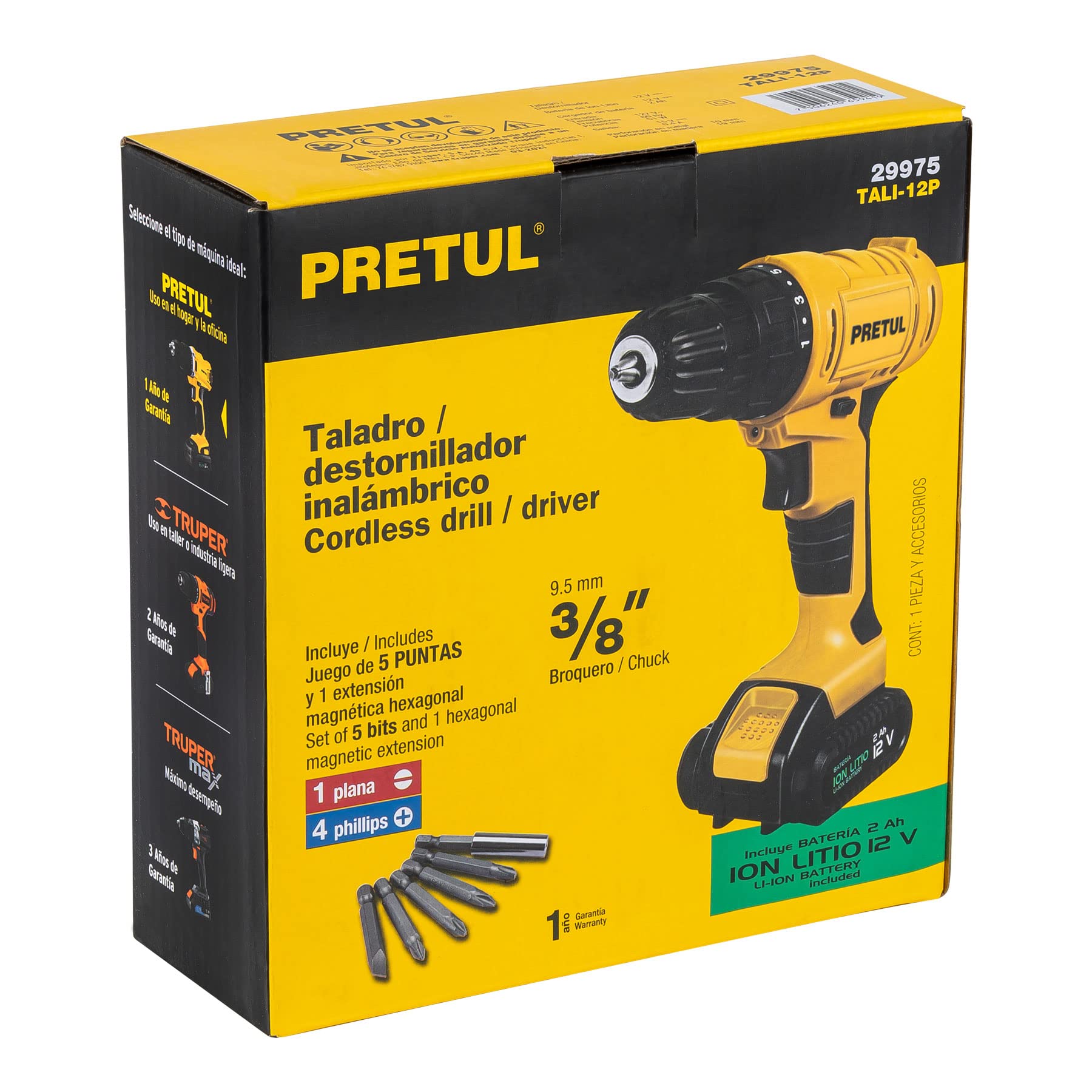 12V Cordless Drill with Lithium-Ion Battery - Lightweight & Powerful for DIY Home Projects, Woodworking, and Furniture Assembly