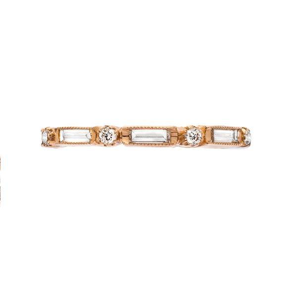 Lucy Baguette and Round Diamond Wedding Band - Elegant Stackable Ring for Women, Perfect for Engagement, Anniversary, and Bridal Jewelry Gifts