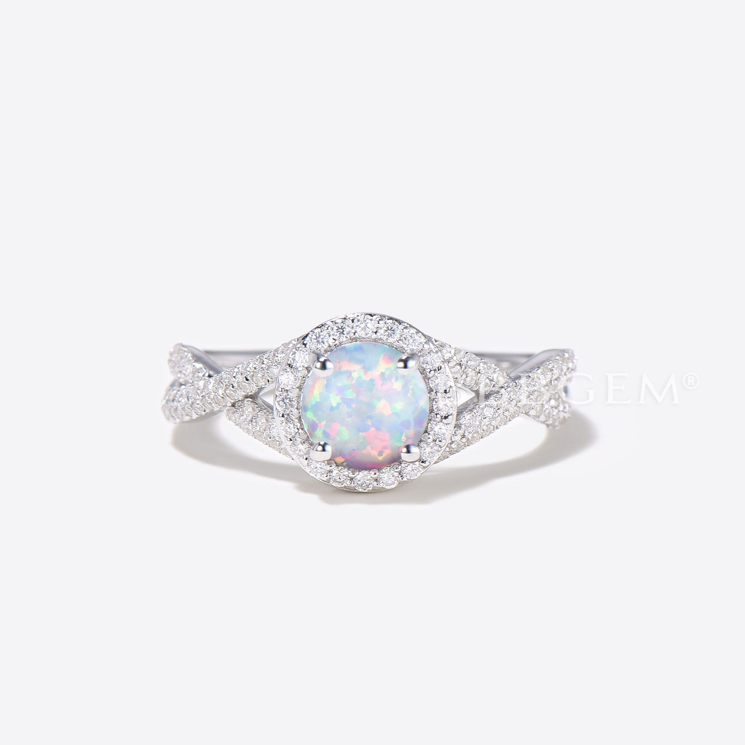 Vintage Opal Engagement Ring Set for Women - 14K White Gold Halo Diamond/Moissanite Wedding Band - Elegant Bridal Jewelry for Proposals, Anniversaries & Special Occasions