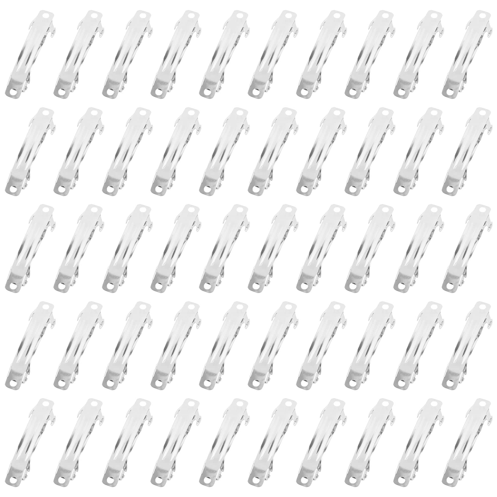 50 Pack French Barrette Metal Rectangle Hair Clips - Silver 40mm Alligator Clips for DIY Crafts, Hair Bows & Styling - Durable Iron Hair Accessories for Women & Girls