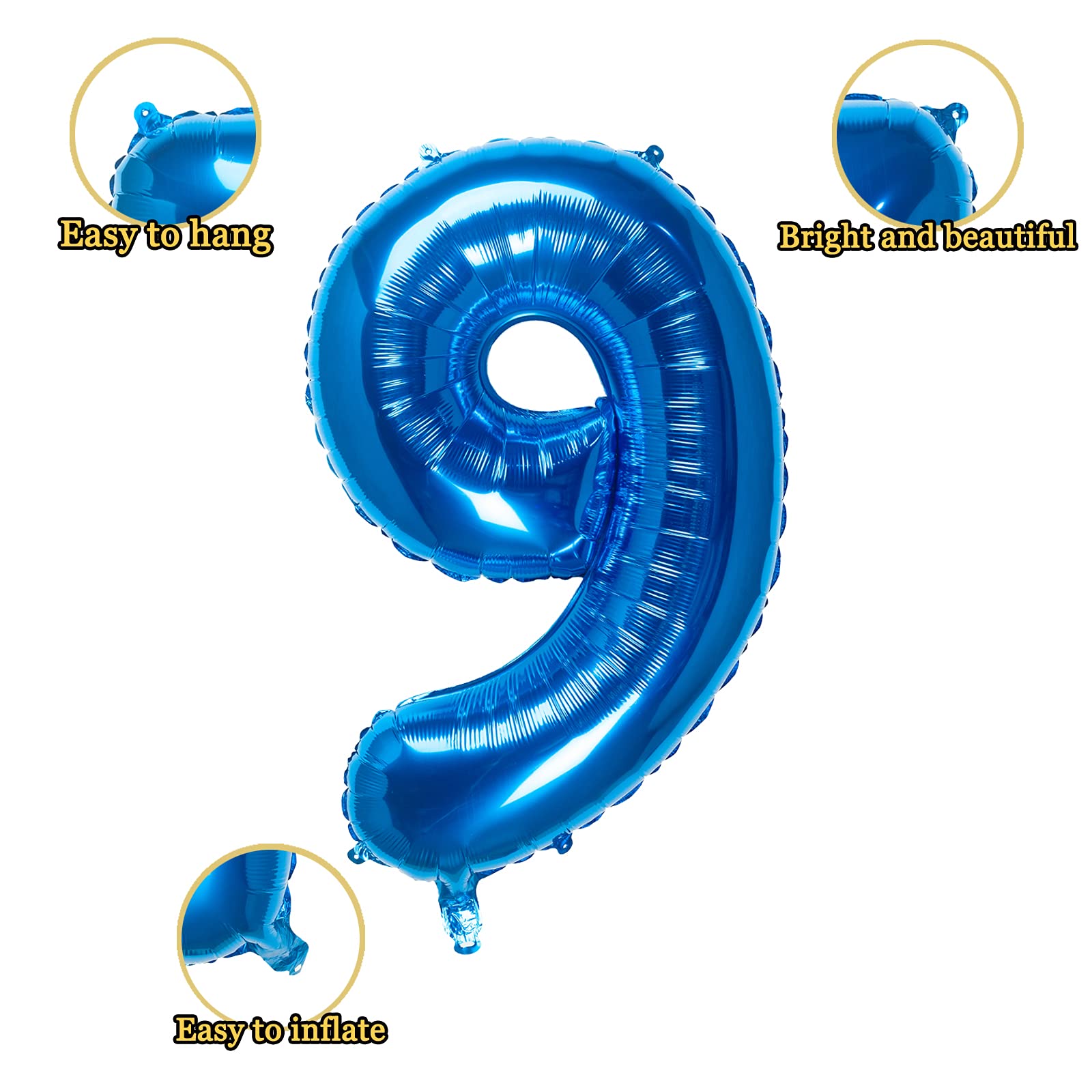 **32 Inch Blue Number 9 Foil Balloons – Birthday Party Decorations, Graduation, Anniversary, Baby Shower & Celebration Supplies (Pack of 1)**    *Perfect for birthdays, graduations, anniversaries, baby showers, and festive celebrations!*