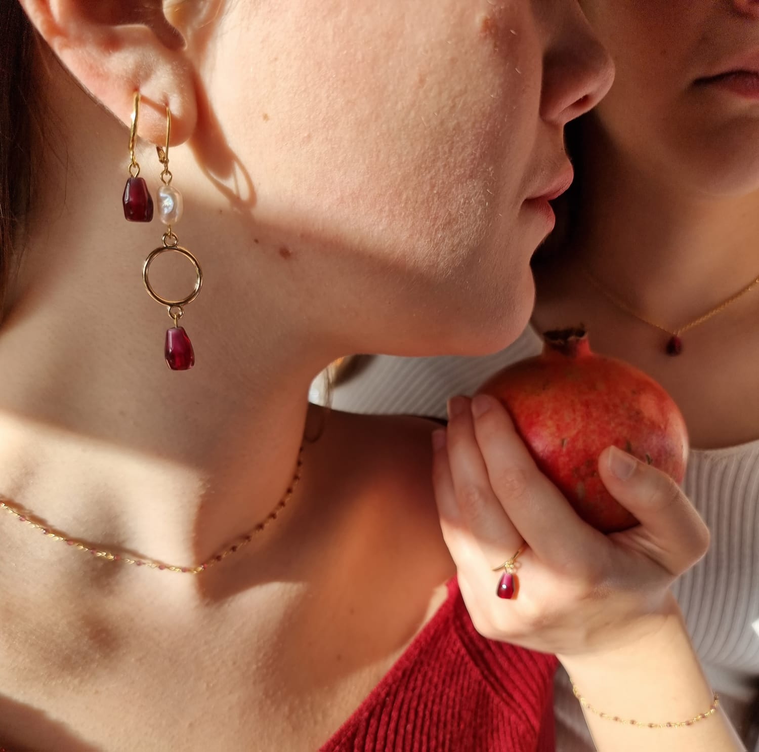 Persephone Pomegranate Stud Earrings - Handmade Sterling Silver Jewelry for Women - Perfect Gift for Birthdays, Anniversaries & Special Occasions - Elegant Everyday Wear & Party Accessories