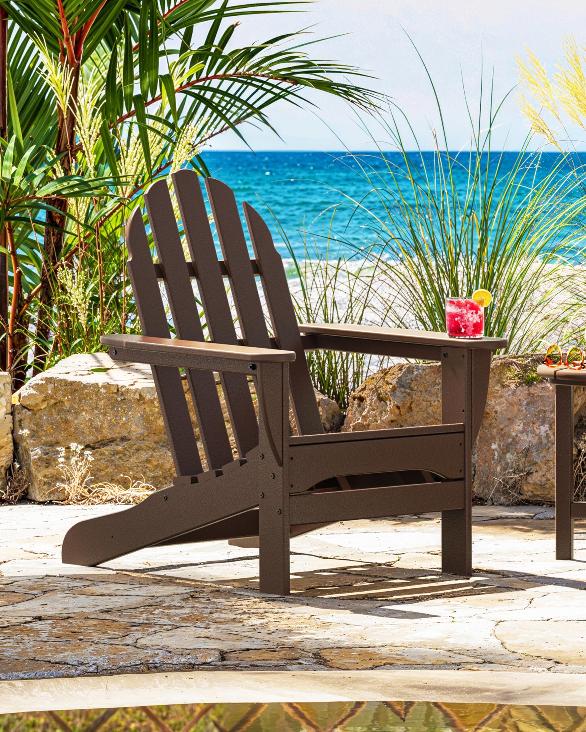 POLYWOOD AD4030MA Classic Outdoor Adirondack Chair in Mahogany - Durable All-Weather Patio Furniture for Garden, Poolside & Backyard Relaxation