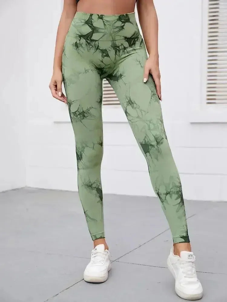 Tie Dye Yoga Pants for Women - High Waist Seamless Workout Leggings with Push Up Effect - Gym Running Fitness Tights - Perfect for Yoga, Pilates & Lounge Wear