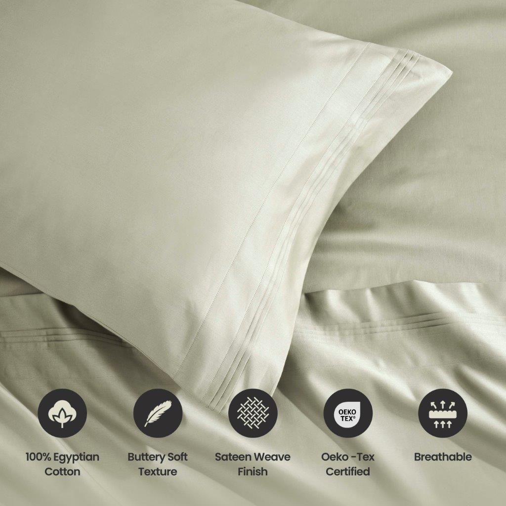 Luxury 1500 Thread Count Egyptian Cotton Pillowcase Set - 2 Piece, Ultra Soft & Breathable for Better Sleep - Perfect for Bedroom, Hotel, or Gift