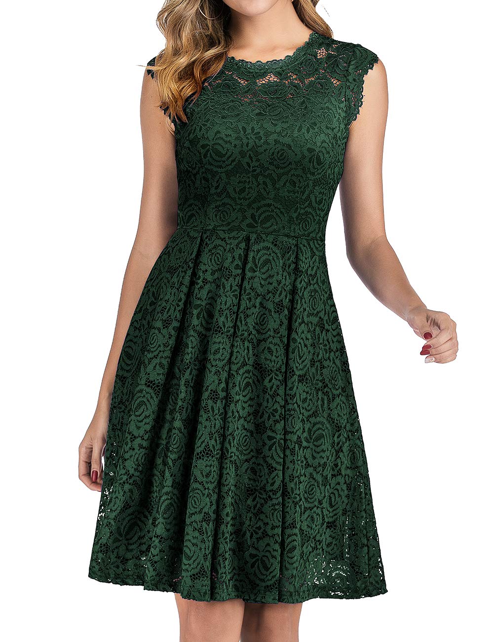 Meetjen Floral Lace A-Line Dress for Women | Elegant Prom, Graduation, Cocktail & Wedding Guest Dress | Perfect for Formal Events & Special Occasions