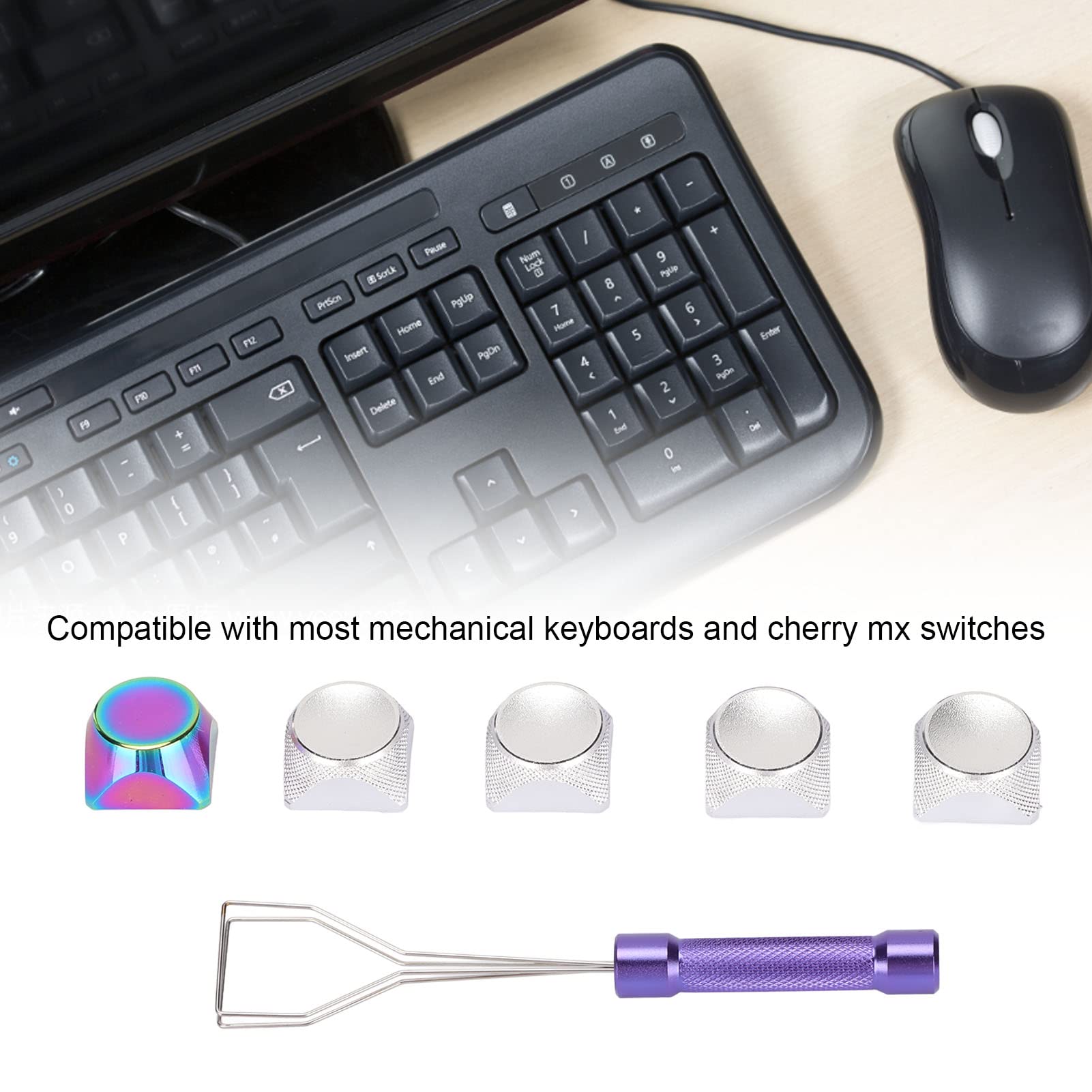 5Pcs Metal XDA Keycaps for Mechanical Gaming Keyboard - Silver
