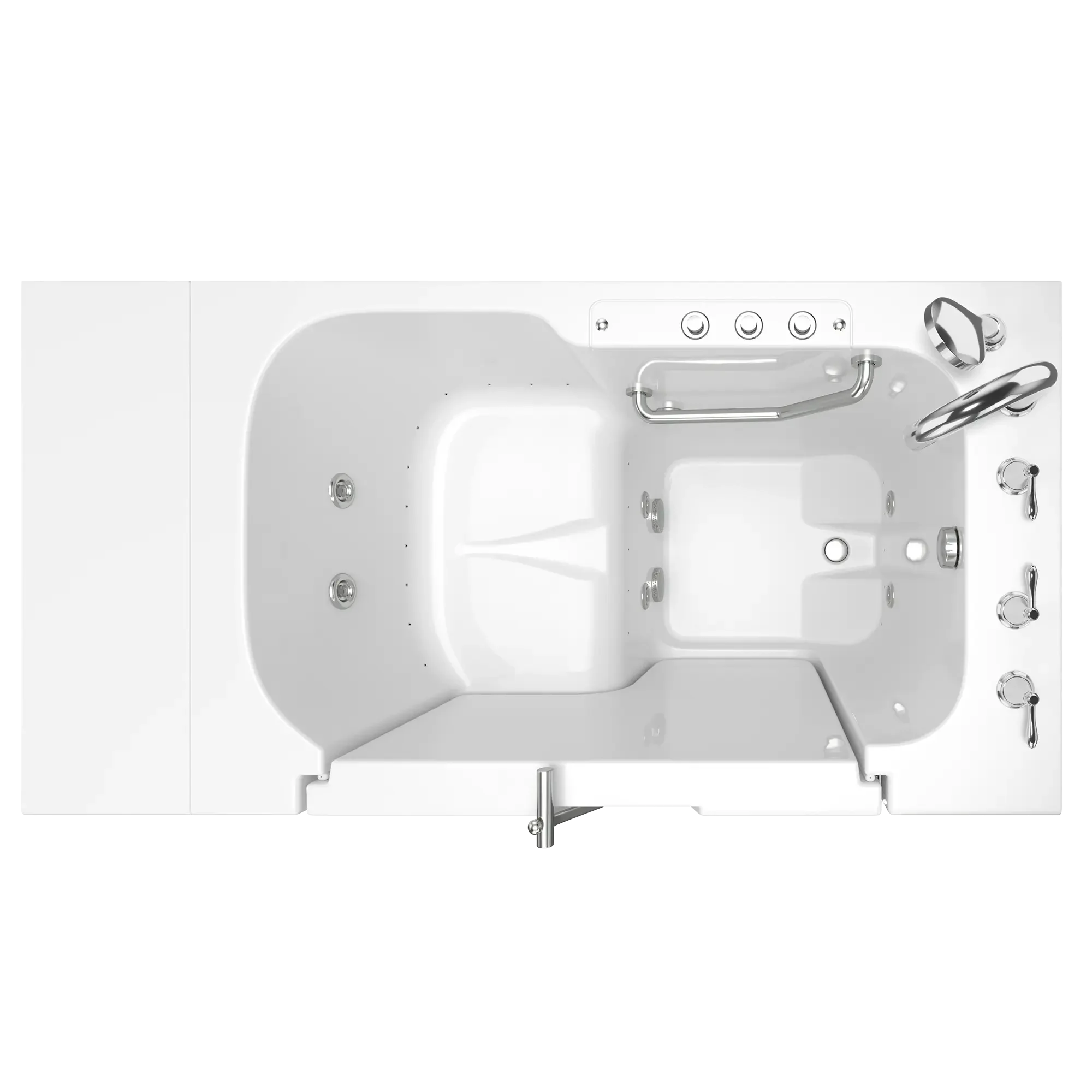32 x 52 Inch Gelcoat Walk-In Bathtub with Air Spa & Whirlpool System - Right Hand Drain & Faucet - Ideal for Elderly & Mobility Support