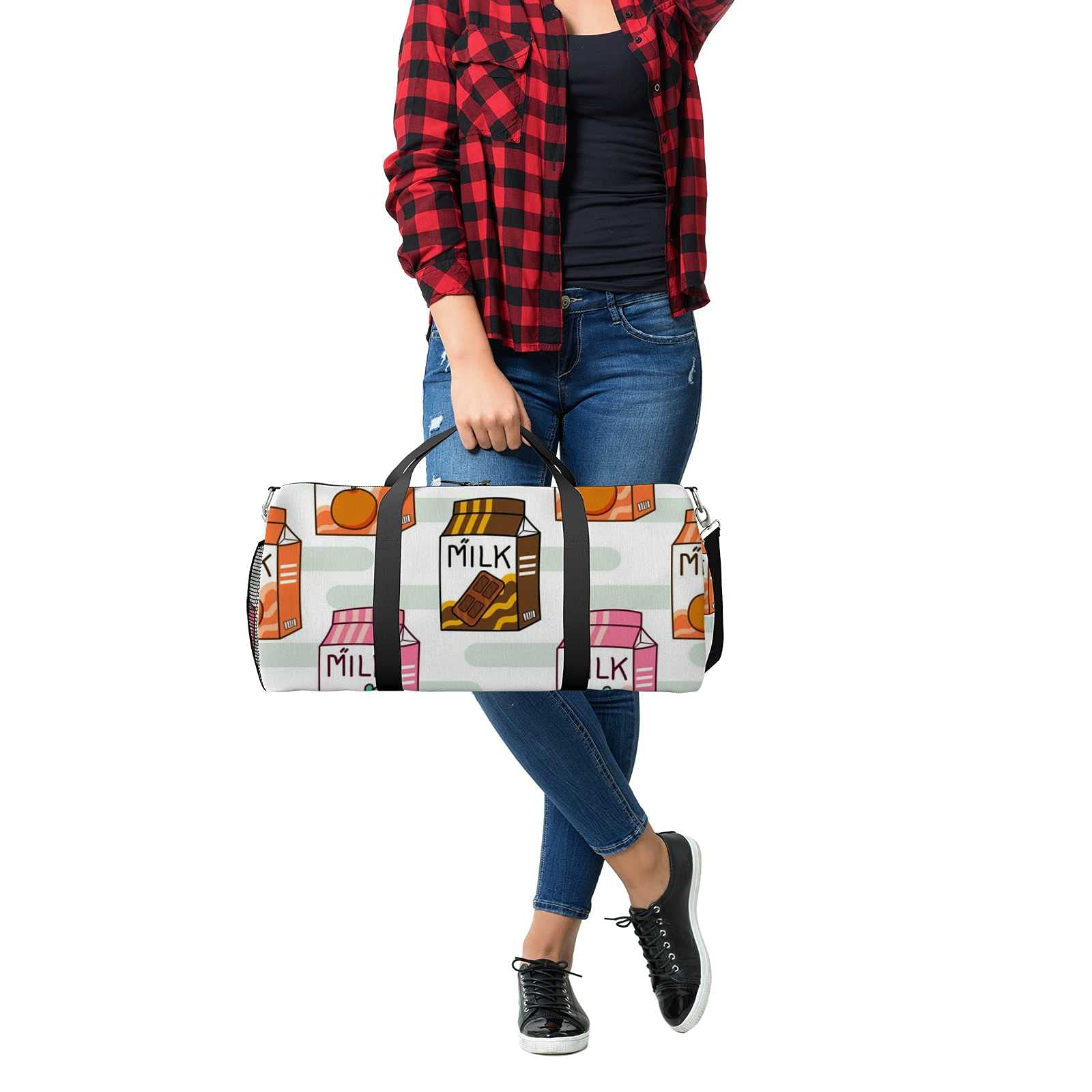 Waterproof Sports Gym Bag for Women & Men - Lightweight Duffel Carry-On with Milk Carton Design | Perfect for Travel, Workout & Boarding