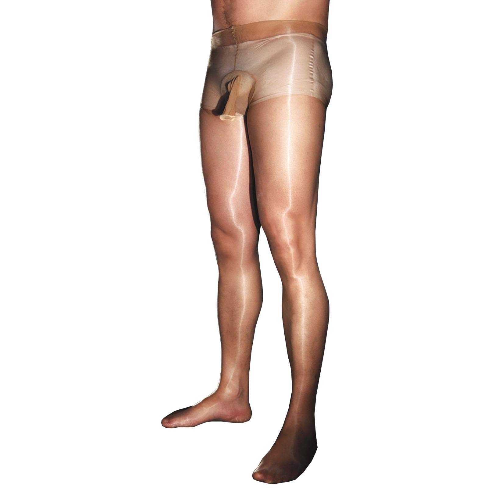 Leesuo Men's Sexy Plus Size 1D Ultra-Thin Shiny Pantyhose - Glossy Glittery Stockings & Underwear with Sheath - Perfect for Cosplay, Night Out & Special Occasions