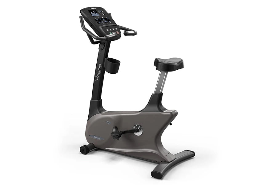 Vision U60 Upright Exercise Bike for Home Gym - Magnetic Resistance Indoor Cycling Bike with LCD Monitor, Adjustable Seat & Transport Wheels - Perfect for Cardio Workout, Weight Loss & Fitness Training