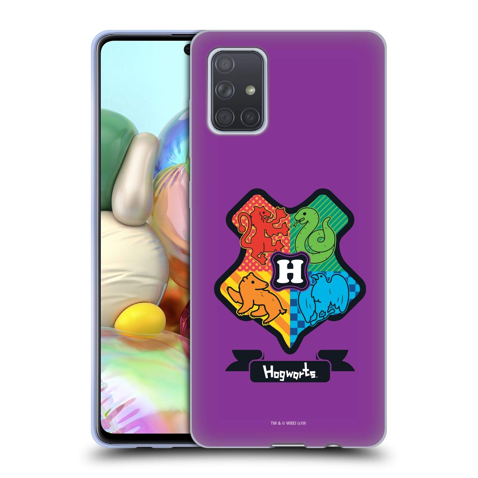 Harry Potter Hogwarts Crest Deathly Hallows Soft Gel Case for Samsung Galaxy A71 (2019) - Officially Licensed Phone Cover for Fans & Daily Protection