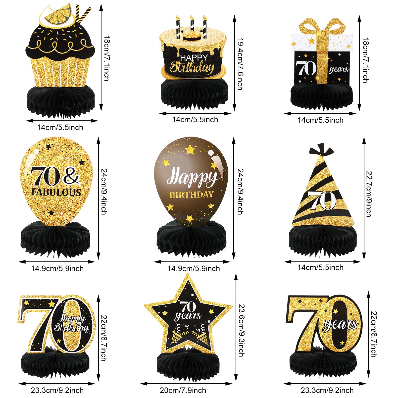 Zonon 70th Birthday Party Decorations Set - 35 Pcs Black Gold Cheers to 70 Years Banner, Tablecloth, Balloons & Centerpieces for Men & Women | Perfect for Milestone Celebrations, Retirement Parties & Anniversary Decor