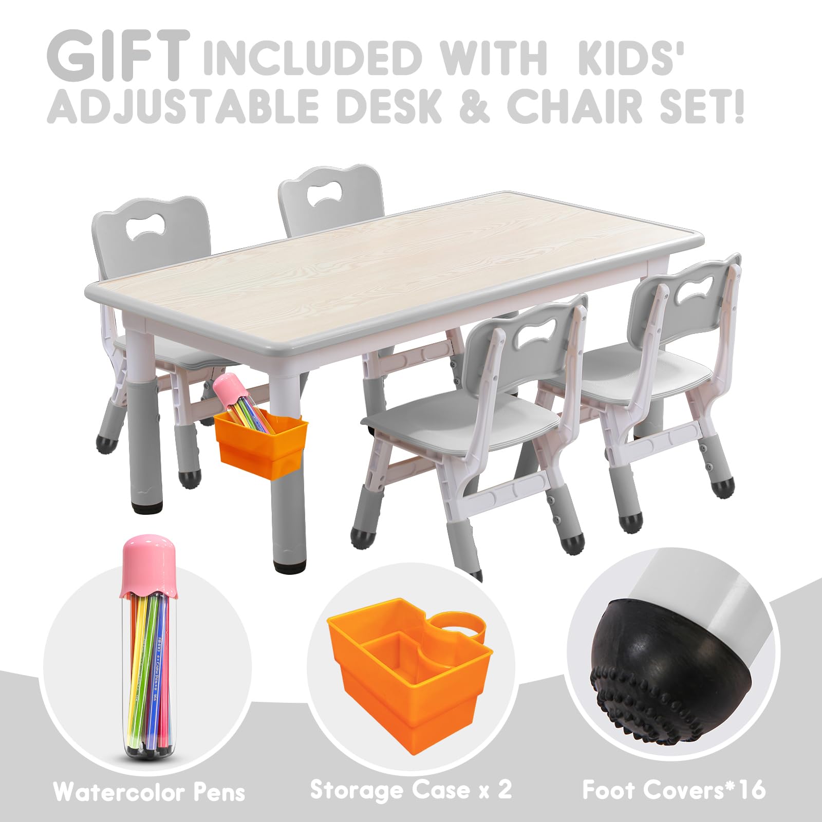 **Kids Table and Chair Set - Adjustable Height, Non-Slip Legs & Graffiti-Proof Desktop - Perfect for Toddlers & Children Ages 3-12 - Ideal for Playroom, Homeschooling & Arts & Crafts**