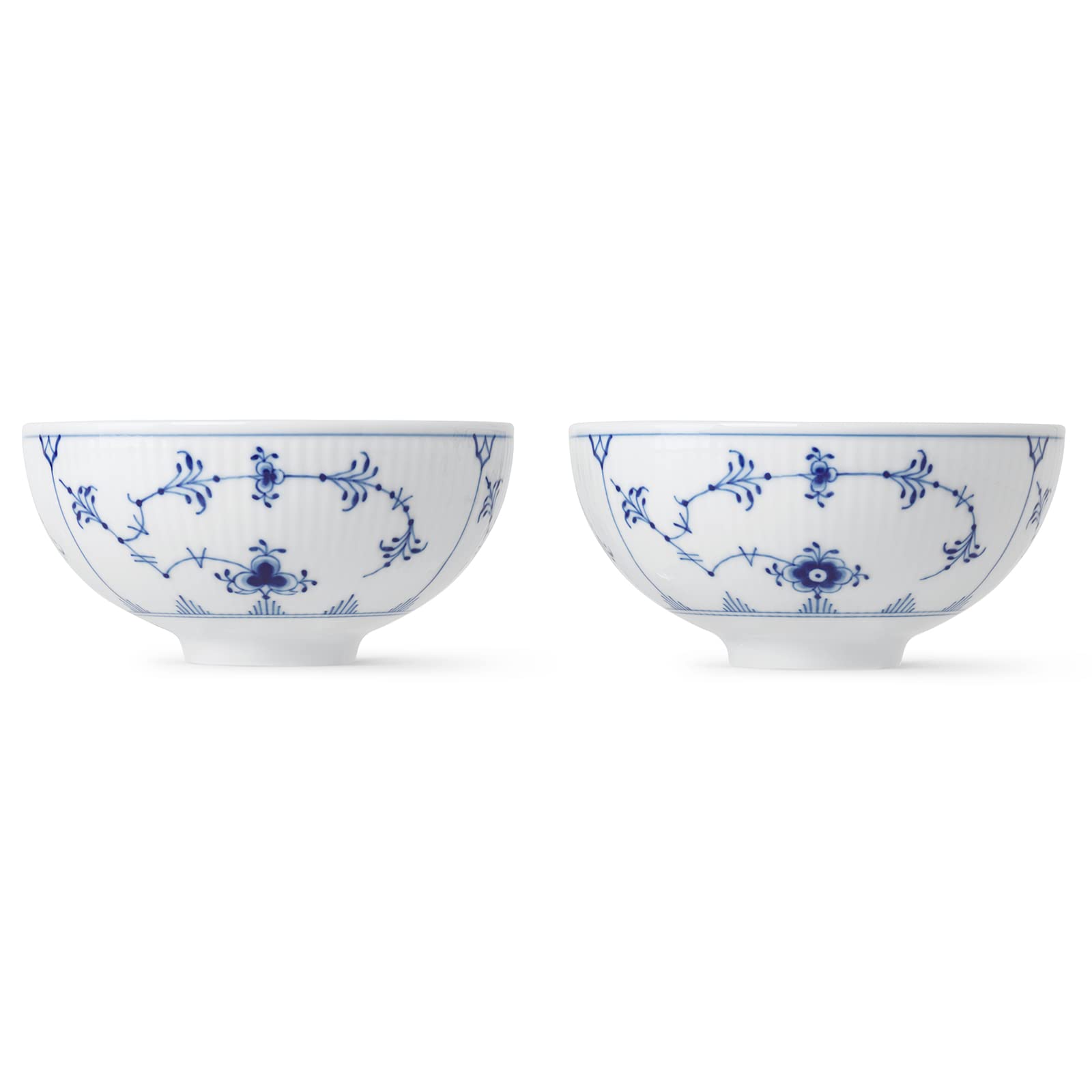Royal Copenhagen Blue Fluted Plain Rice Bowl Set of 2 - 10.1 oz (300ml) Porcelain Dinnerware - Elegant Wedding Gift & Housewarming Present for Couples - Perfect for Asian Cuisine, Soup, Rice & Special Occasions