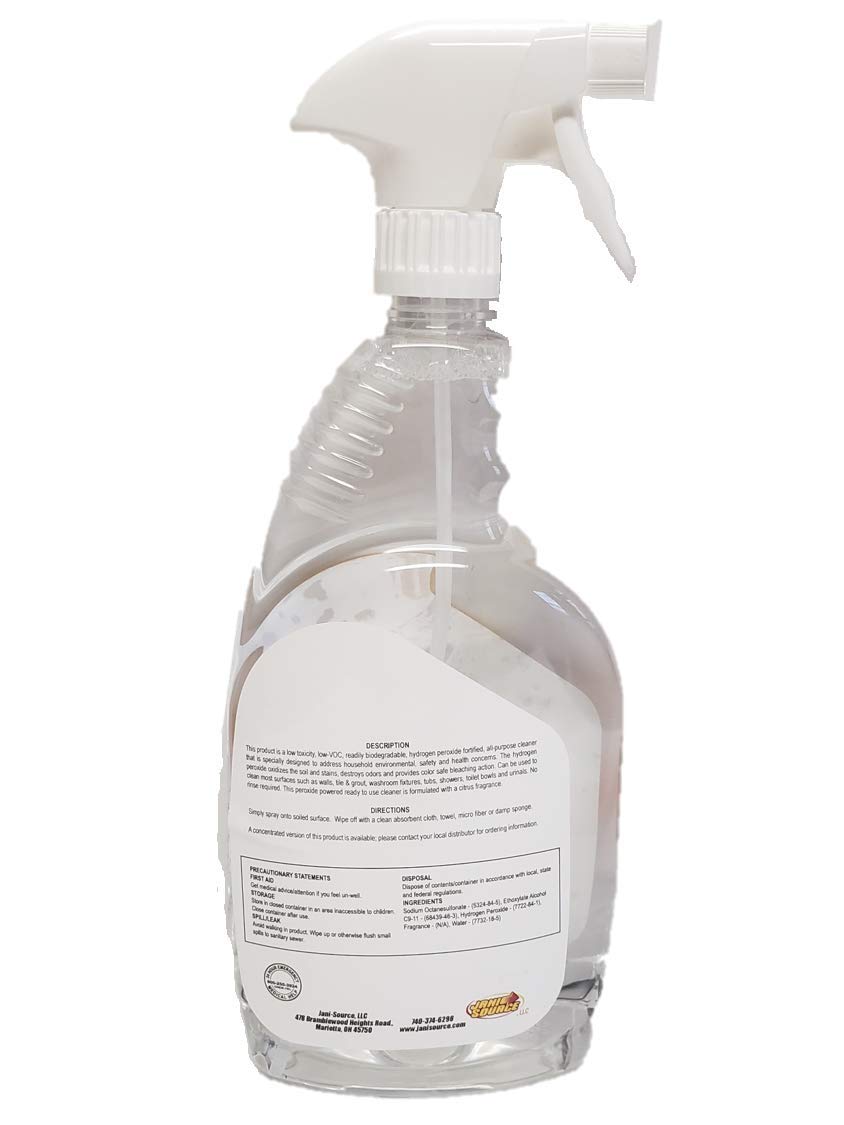 32 oz Fizzy Peroxide & Orange Multi-Purpose Cleaner Spray (Pack of 12) - Kitchen, Bathroom & Surface Disinfectant for Home & Office Use