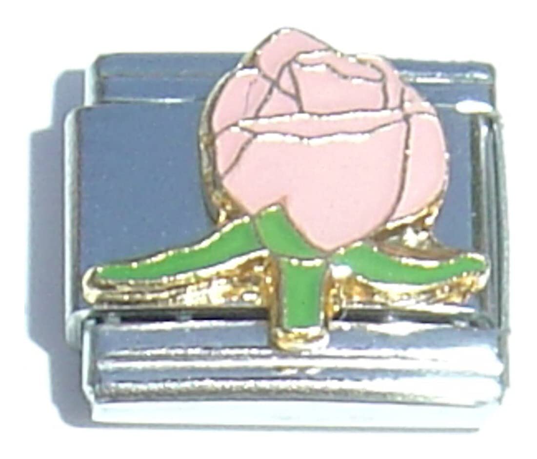 Pink Rose Italian Charm Bracelet - Elegant Fashion Jewelry for Women, Perfect for Gifts, Parties & Special Occasions