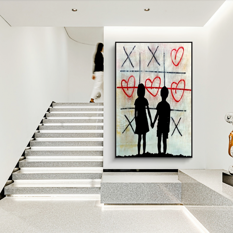 Banksy Artwork - Brother and Sister Canvas Wall Art Print - Modern Street Art Decor for Living Room, Bedroom & Office