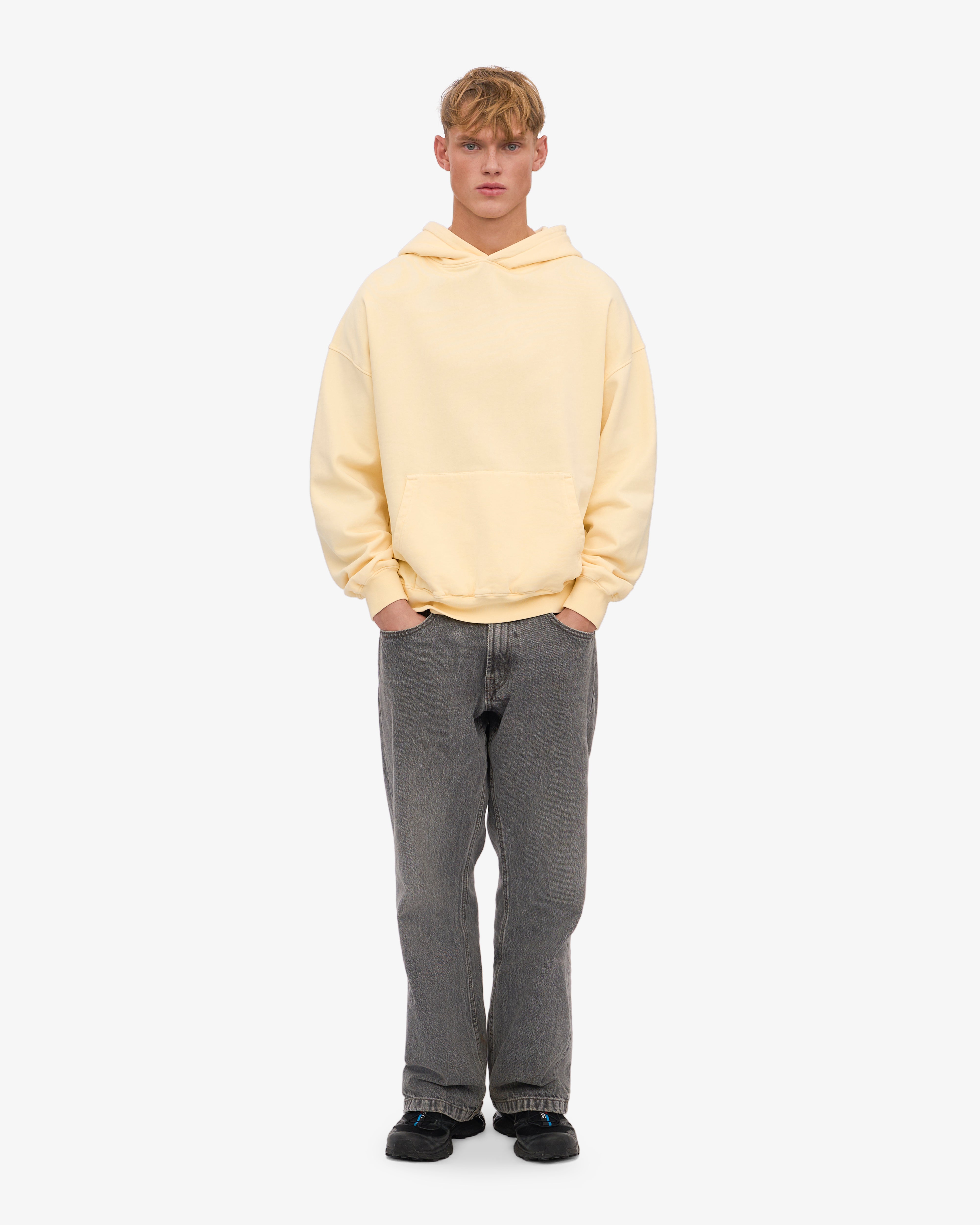 Organic Oversized Hoodie - Soft Yellow | Eco-Friendly Cotton Pullover for Women & Men | Perfect for Casual Wear, Loungewear & Outdoor Activities