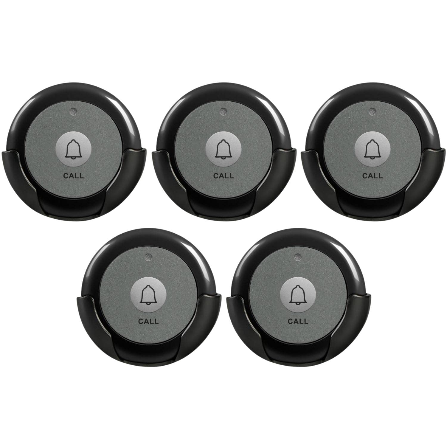 5-Pack Wireless Call Buttons for Nurse Call System - Wireless Calling Device for Seniors, Elderly Care, Restaurants & Clinics (Black) | Ideal for Nursing Homes, Hospitals & Customer Service Areas
