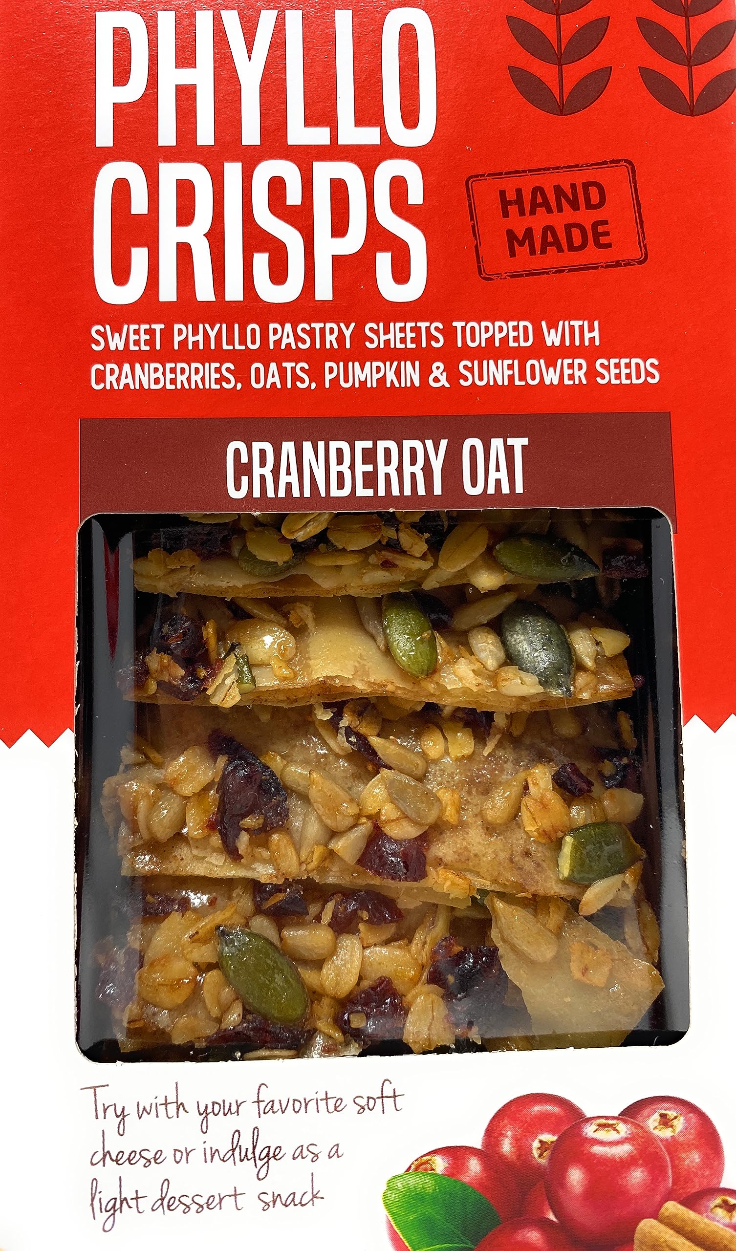 Nu Bake Phyllo Crisps Pastry Dough Sheets - Cranberry Oat & Apple Cinnamon Variety Pack (2 Pack, 2.8 oz) | Crispy Snack for Breakfast, Dessert & Tea Time