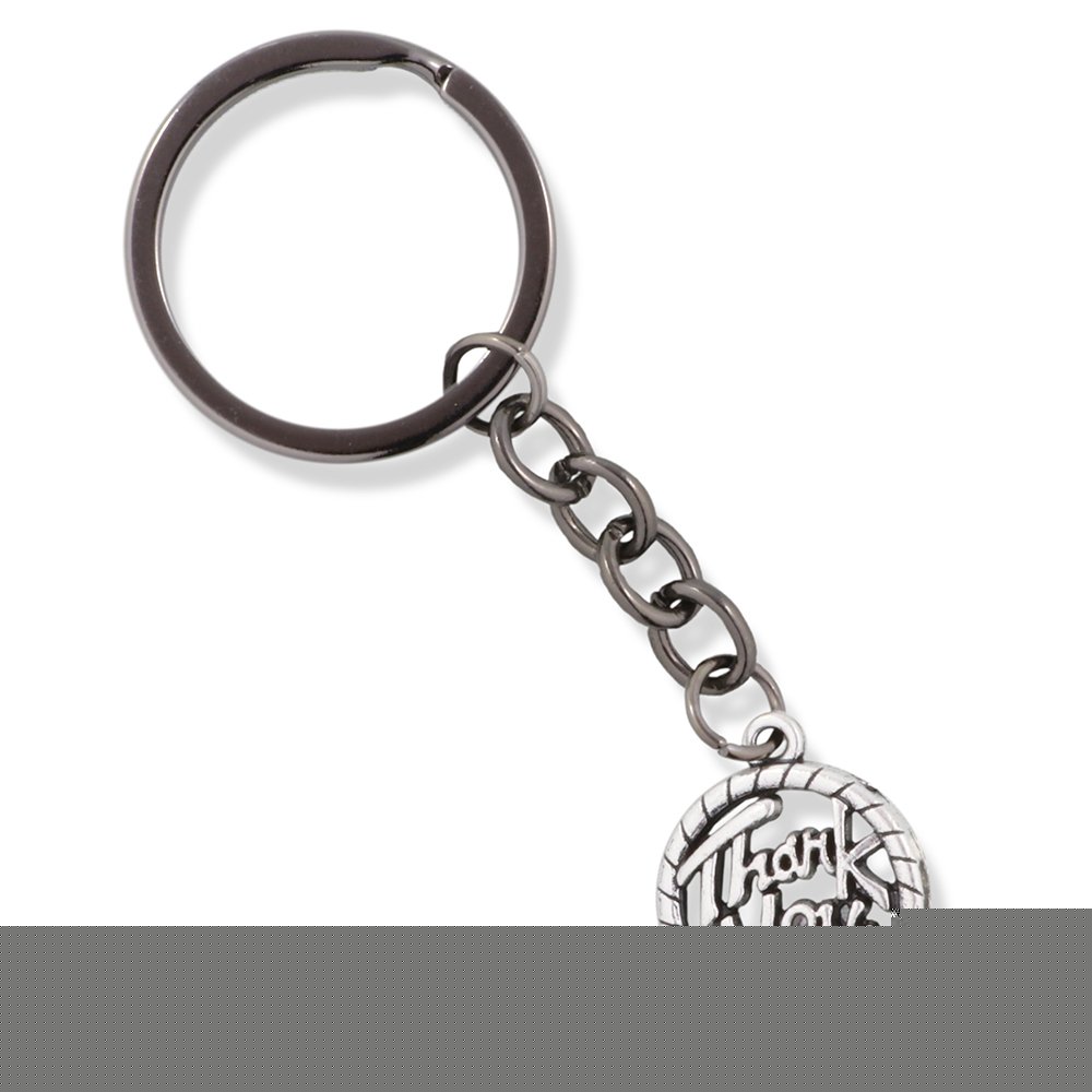 Dave The Bunny Thank You Text in a Circle Charm Keychain - Cute Bunny Gift for Friends, Birthday, Anniversary - Perfect for Keyrings, Bags & Backpacks