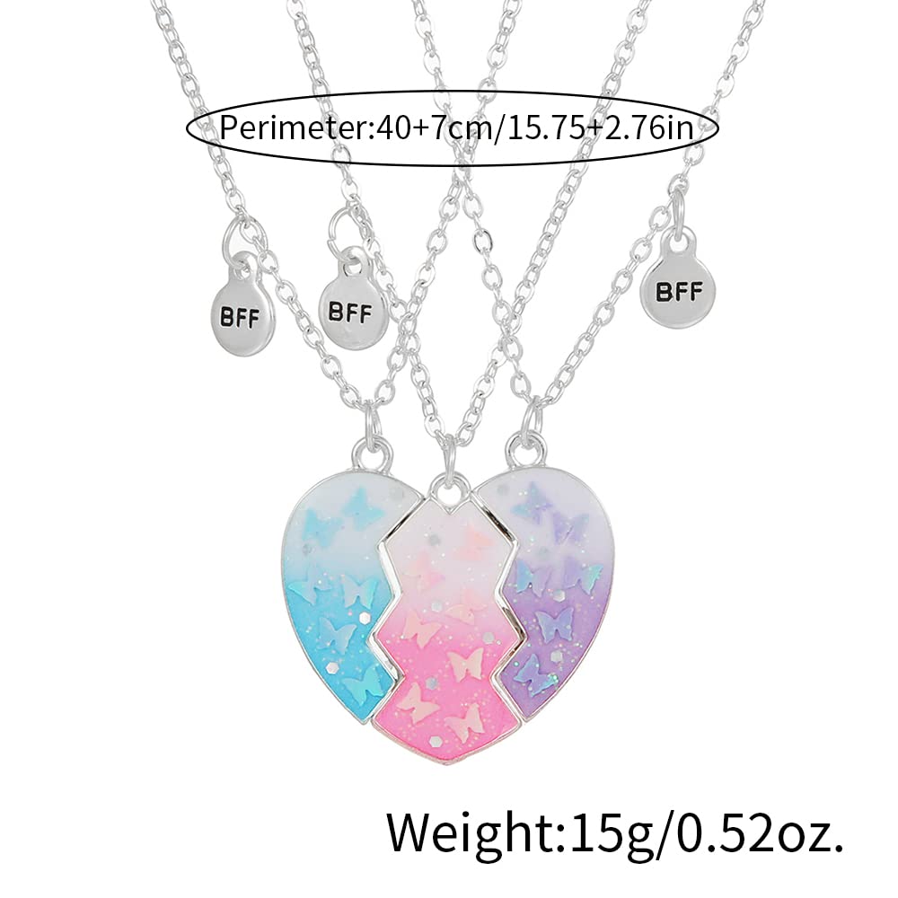 Best Friend Necklaces for 3 - Magnetic Heart Pendant BFF Friendship Jewelry Set for Women, Girls, Teens - Perfect for Birthdays, Anniversaries, and Special Occasions