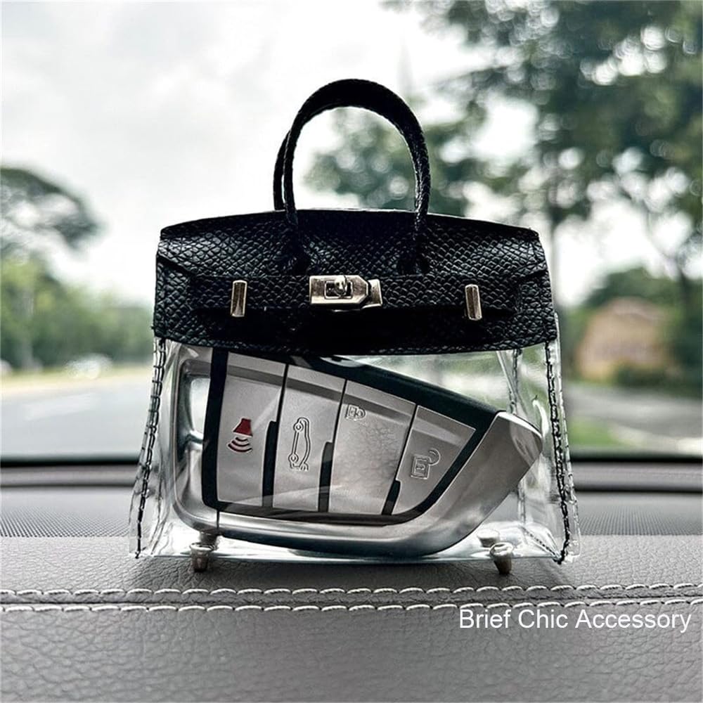 Mini Creative Handbag Design Car Key Holder - Exquisite Transparent Small Keychain Purse with Universal Buckle for Women | Perfect for Key Organization, Gift Giving & Daily Use