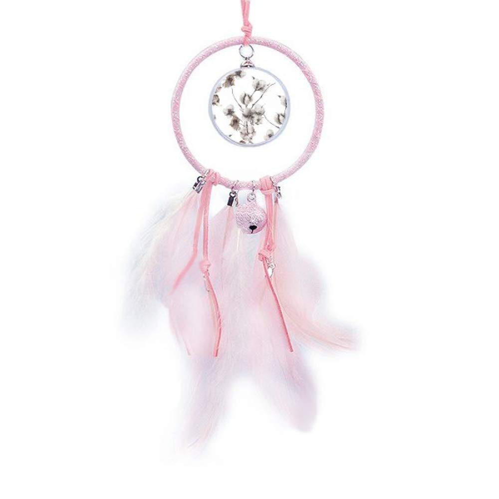 YAOX White Flowers Drawing Art - Handmade Dream Catcher with Small Bells, Boho Wall Hanging for Bedroom Decor (Perfect for Nursery, Living Room & Wedding Decorations)