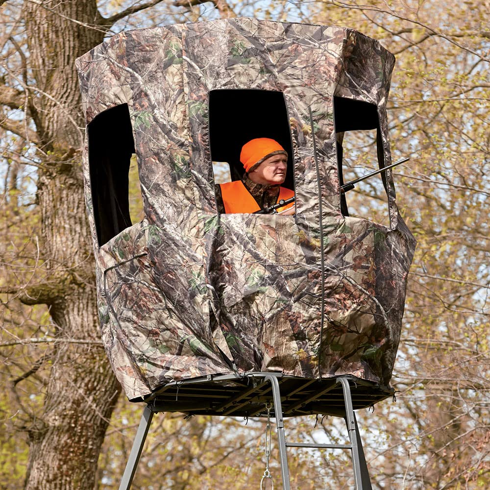 Guide Gear 20' Full Blind Enclosure Tripod Hunting Deer Stand Cover - Camouflage for Concealment - Perfect for Deer Hunting, Wildlife Observation & Outdoor Adventures