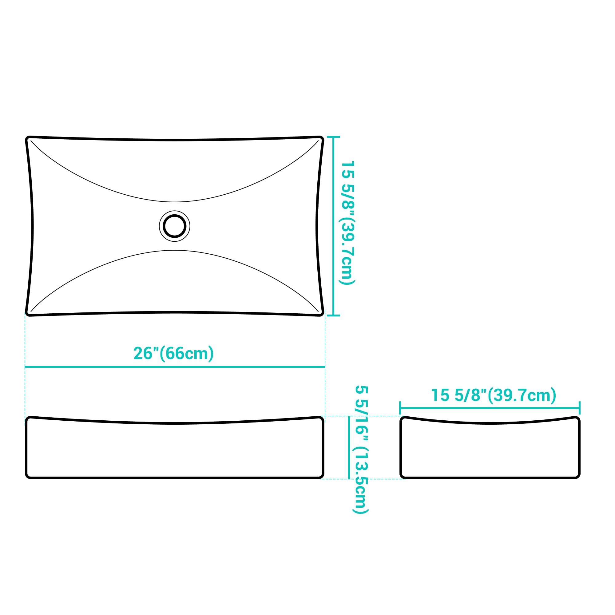 26x15 Inch White Porcelain Rectangle Vessel Sink with Pop-Up Drain - Modern Above Counter Bathroom Sink for Vanity & Powder Room | Durable Ceramic Design