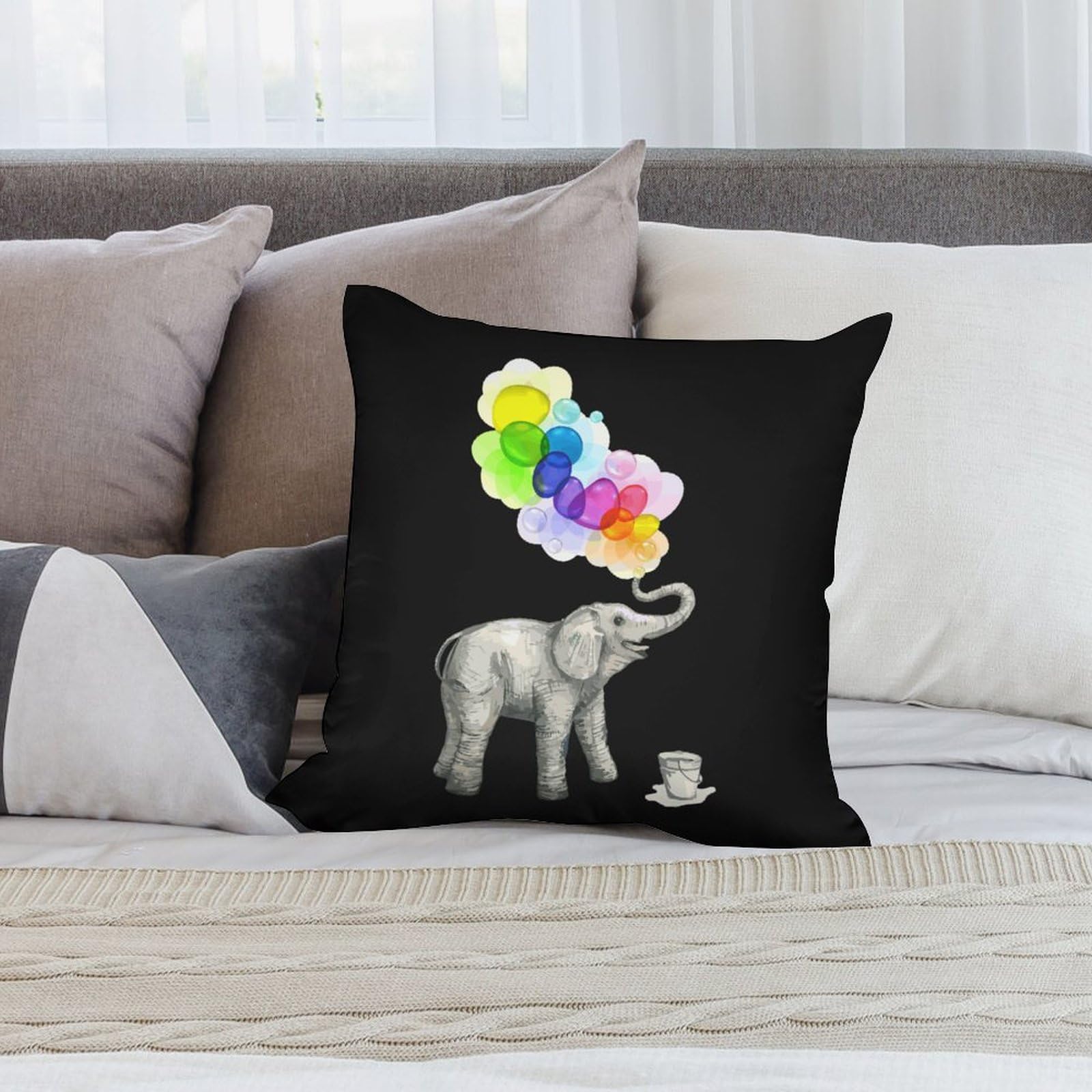 Soft Elephant Bubble Dream Polyester Pillow Cases - 22x22 Inch Smooth Cushion Covers for Sofa, Bed & Home Decor - Perfect for Living Room, Bedroom & Nursery