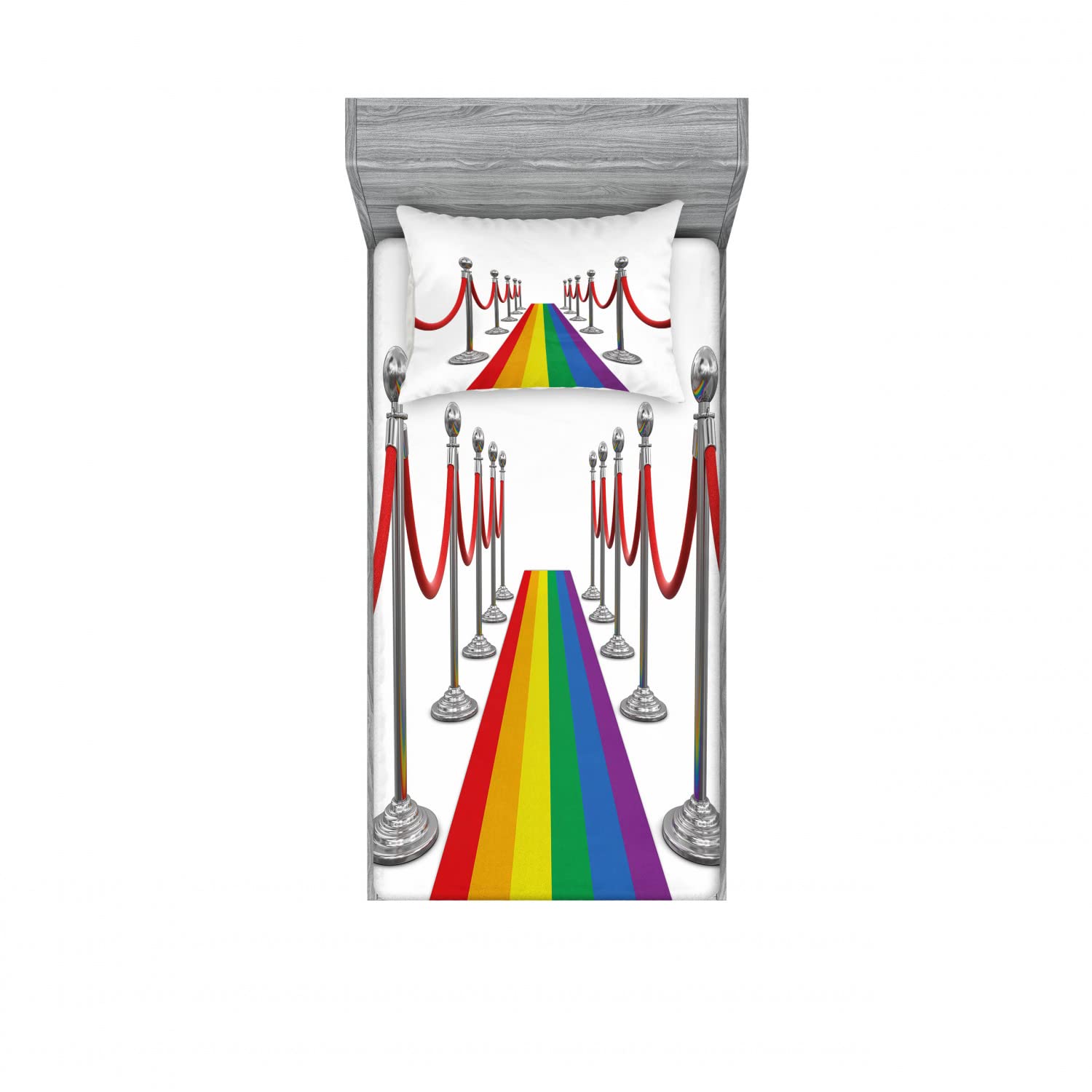 Ambesonne Pride 2-Pack Twin XL Fitted Sheet & Pillow Sham Set - 4-Piece Bedding Decor with Vibrant Multicolor Design - Perfect for Pride Events, LGBTQ+ Celebrations & Themed Bedroom Decor