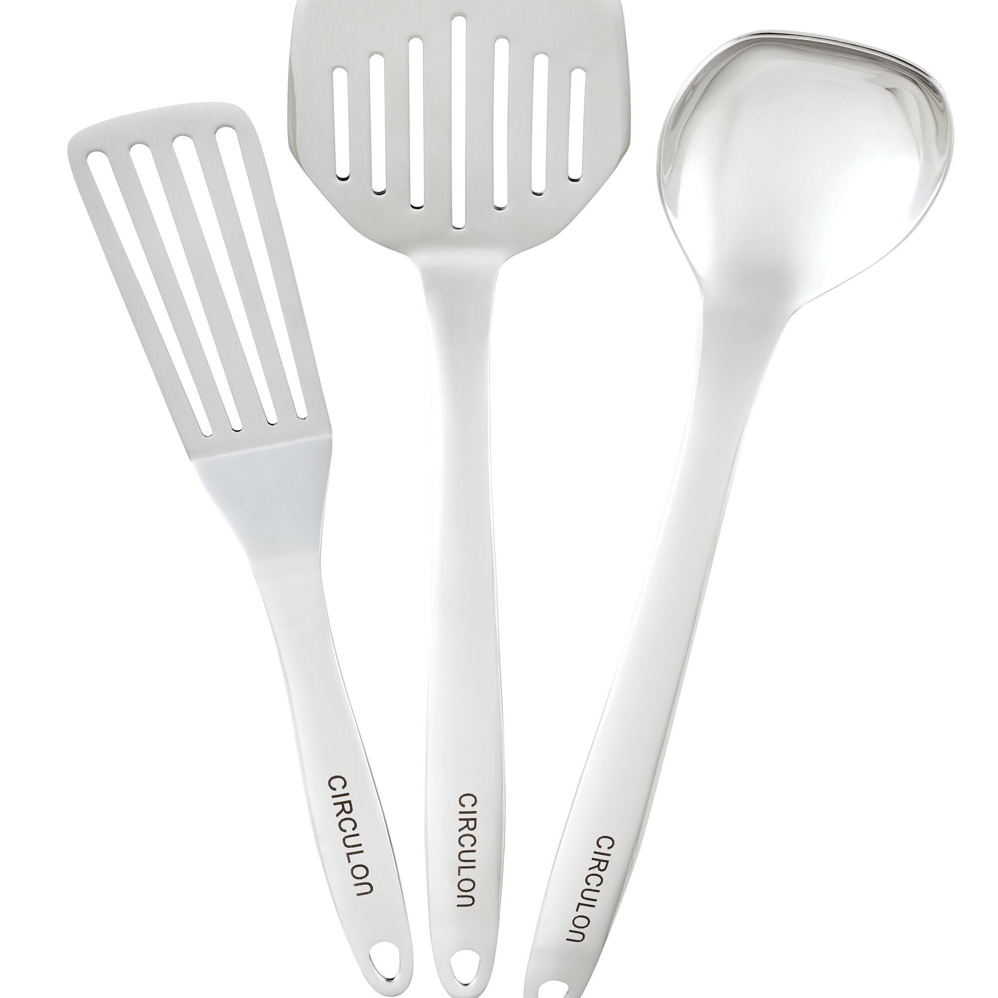 Circulon 3-Piece Stainless Steel Kitchen Utensil Set - Cooking Tools & Gadgets for Baking, Frying & Stirring - Perfect for Nonstick Pans & Everyday Cooking