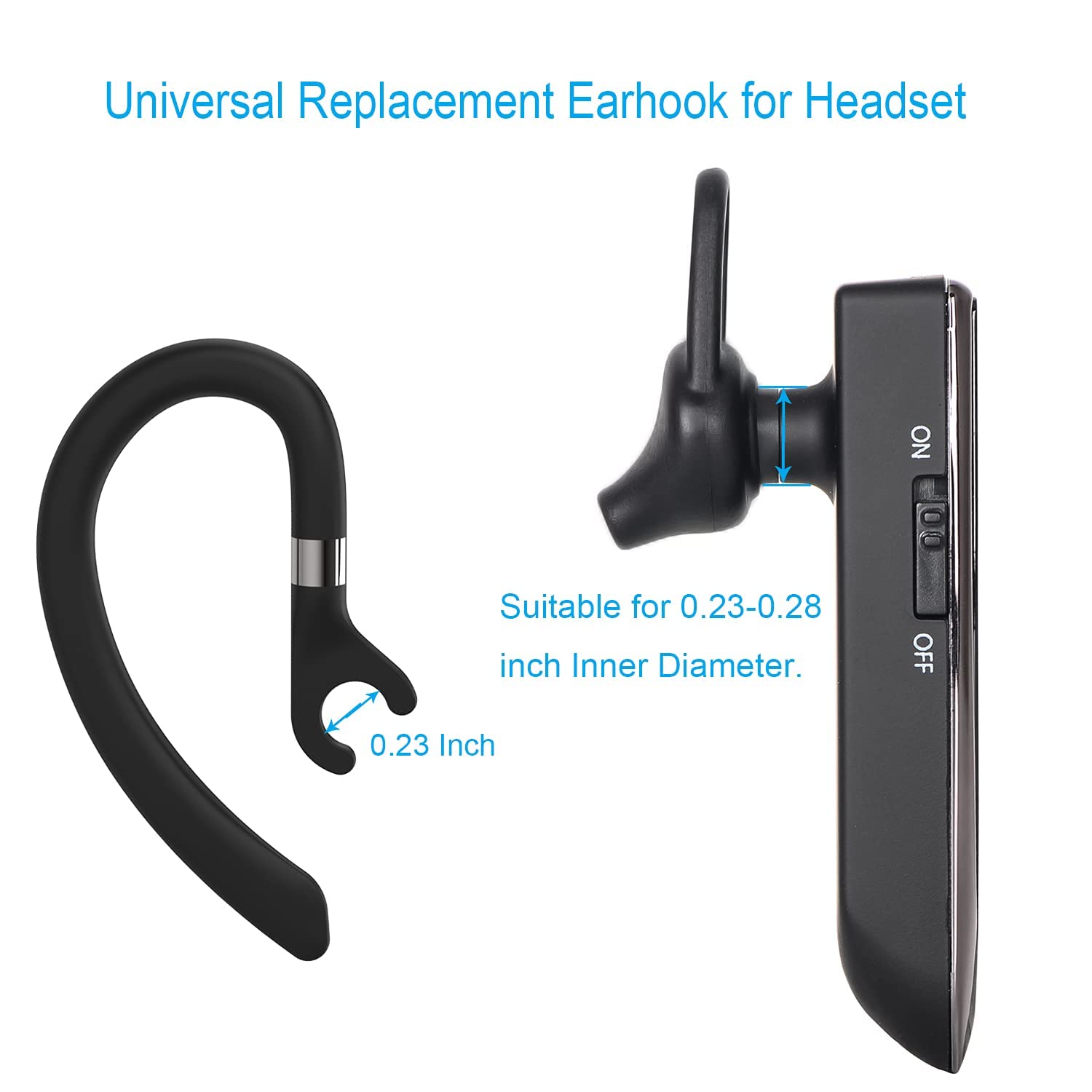 AMZLUV Soft Silicone Replacement Ear Hooks for Single-Ear Bluetooth Headsets - Compatible with New Bee, Plantronics & More (3-Pack, Black) - Secure Fit for Workouts, Calls & Office Use
