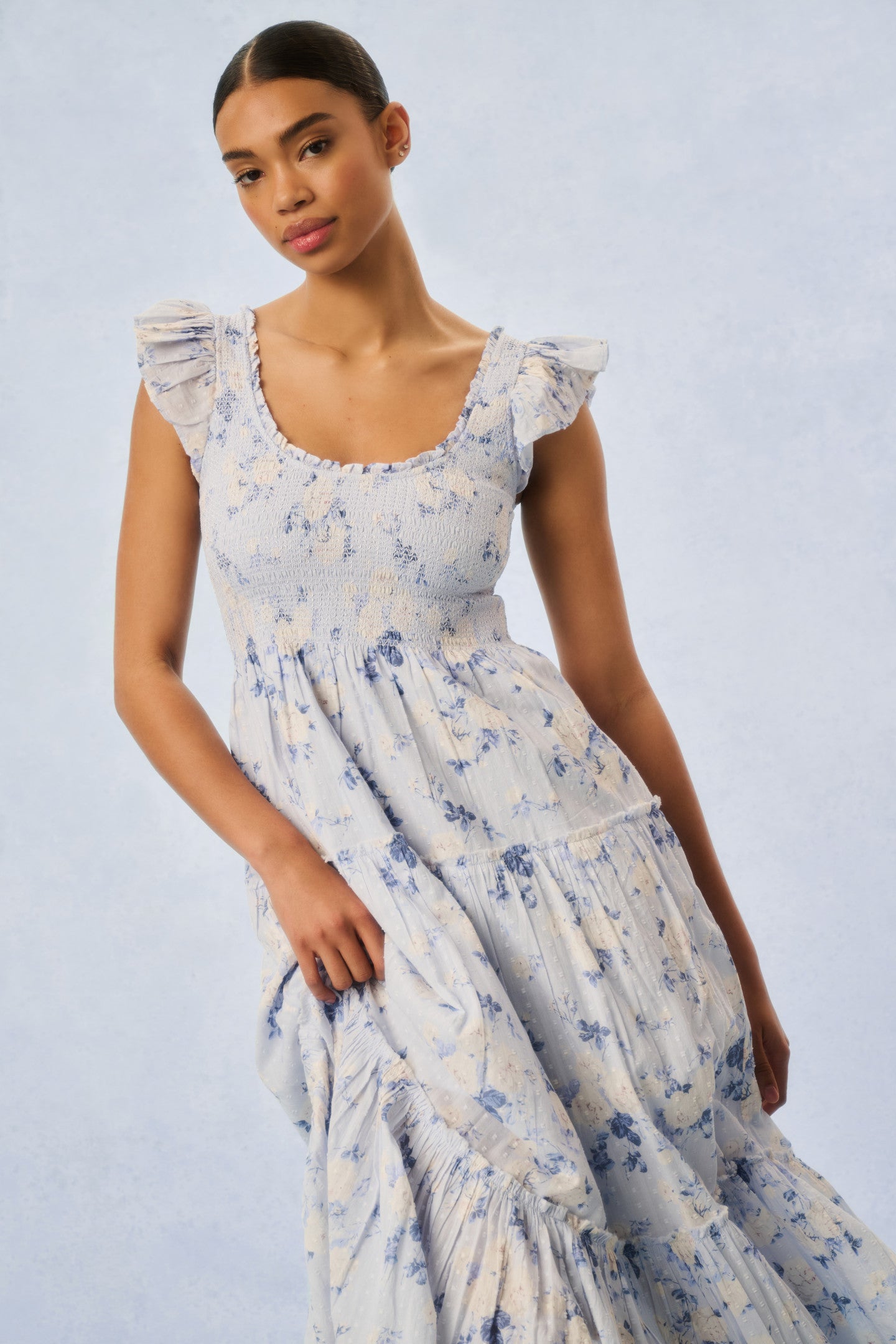 Chessie Floral Print Cotton Maxi Dress for Women - Summer Boho Beach Dress with Pockets | Perfect for Vacations, Weddings & Date Nights