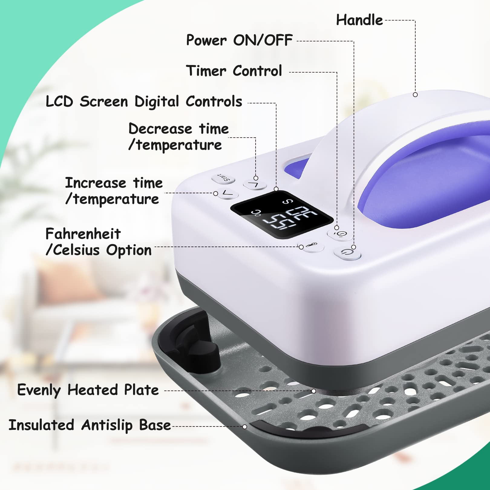 7×4.8 Inch Mini Heat Press Machine for T-Shirts, Hats & Bags - Portable DIY Heat Transfer Press for Clothing & Accessories (Blue) - Perfect for Home Crafting, Small Business & Personalized Gift Making