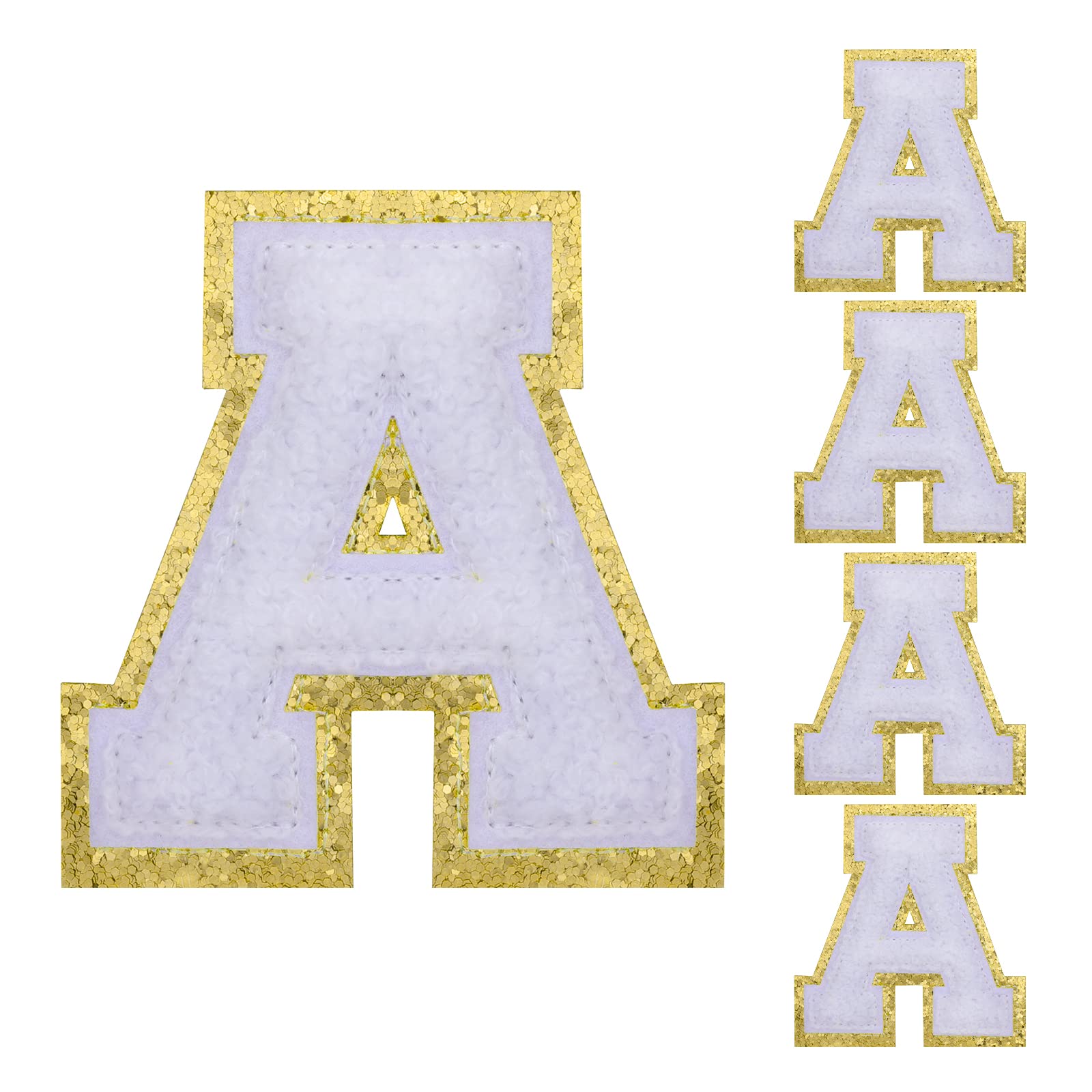 LUTER 5-Piece Chenille Letter Patches - Iron On & Sew On Alphabet Appliques for Clothing, Jackets, Jeans & Accessories | DIY Embroidered Decorative Patches for Hats, Bags & Towels | Perfect for Customizing Backpacks, Gifts & Craft Projects (Style A)