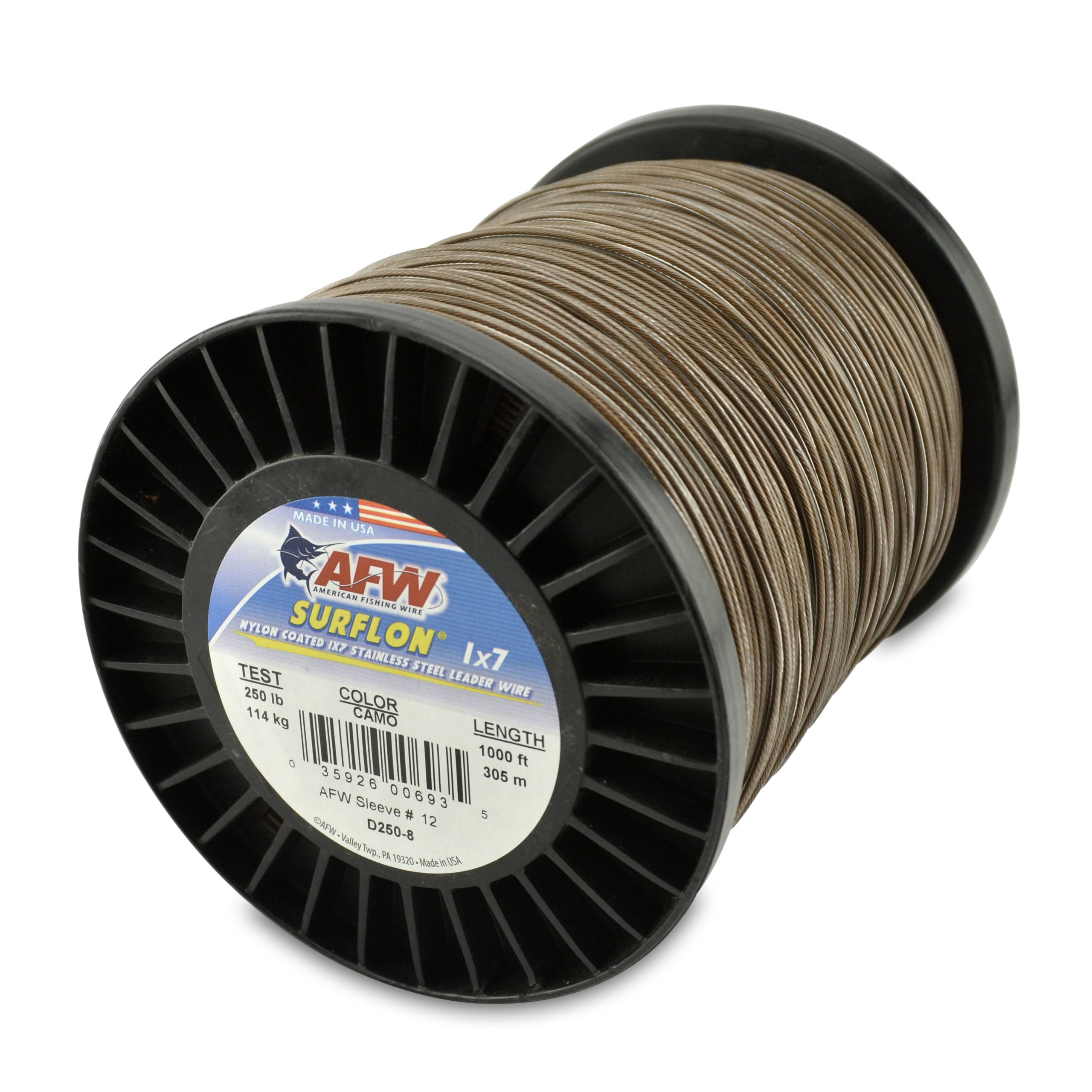 Premium Surflon Nylon Coated 1x7 Stainless Steel Fishing Leader Wire - American Made Saltwater & Freshwater Fishing Gear for Bass, Trout & Saltwater Game Fish