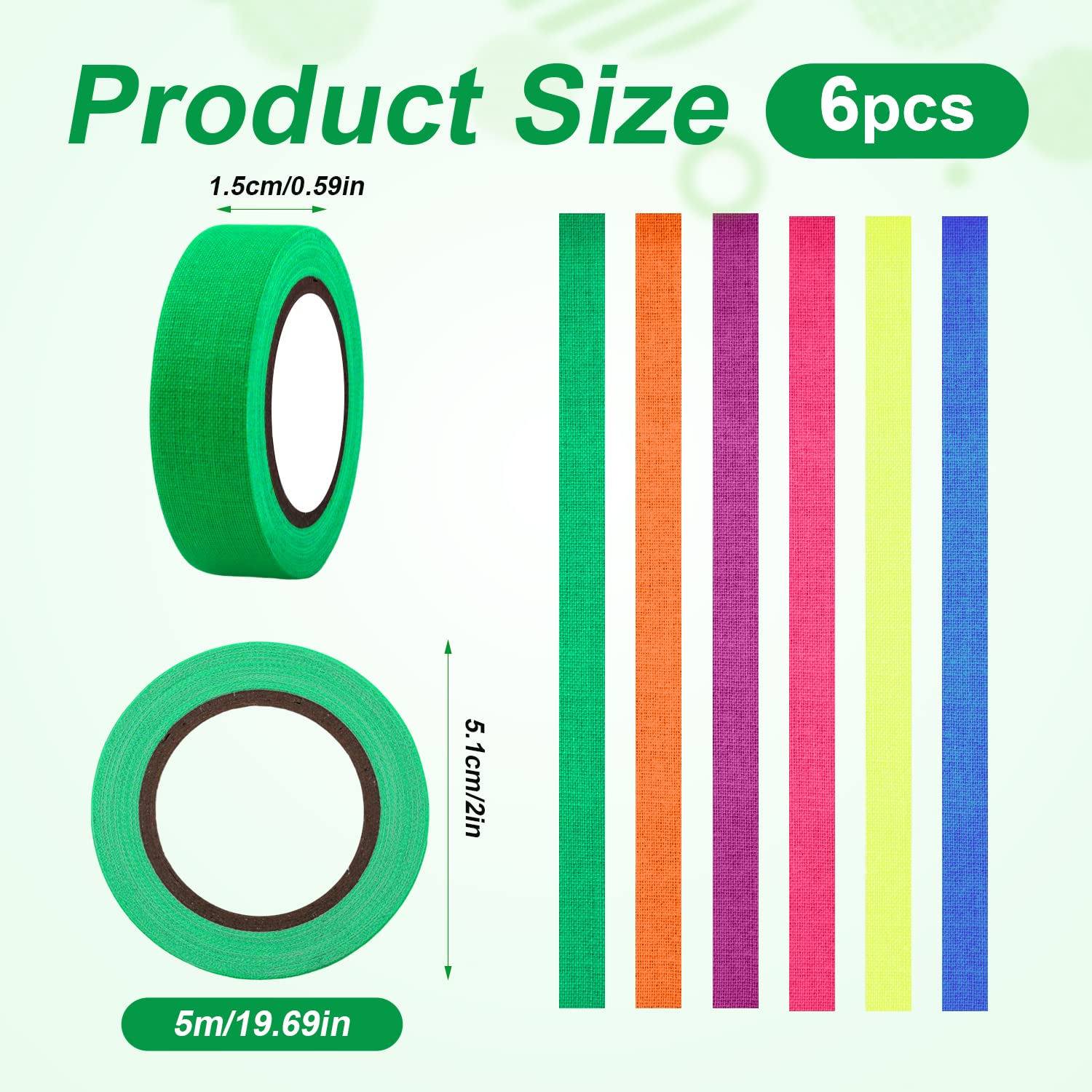 LUTER 6 Rolls Fluorescent Tape - Neon Glow in The Dark Reflective Flagging Tape for Home, Office, Party & Festival Decorations - Perfect for Marking, Safety Signs & Nighttime Visibility