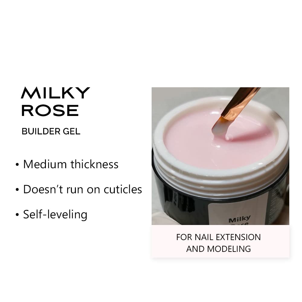 Sincero Salon Milky Rose Builder Gel for Nails - 50ml Hard Gel for Nail Extensions & Strengthening - UV LED Cured Nail Builder Gel for Weak & Damaged Nails - Professional Nail Repair & Hardener Gel - Perfect for Salon Use, DIY Manicures & Nail Art Designs