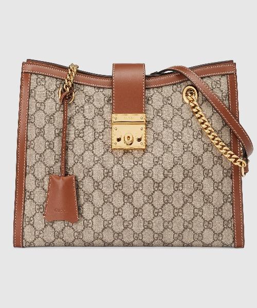 Gucci GG Marmont Padlock Medium Shoulder Bag in Beige & Ebony Brown | Luxury Crossbody Purse for Women | Perfect for Work, Travel & Evening Out