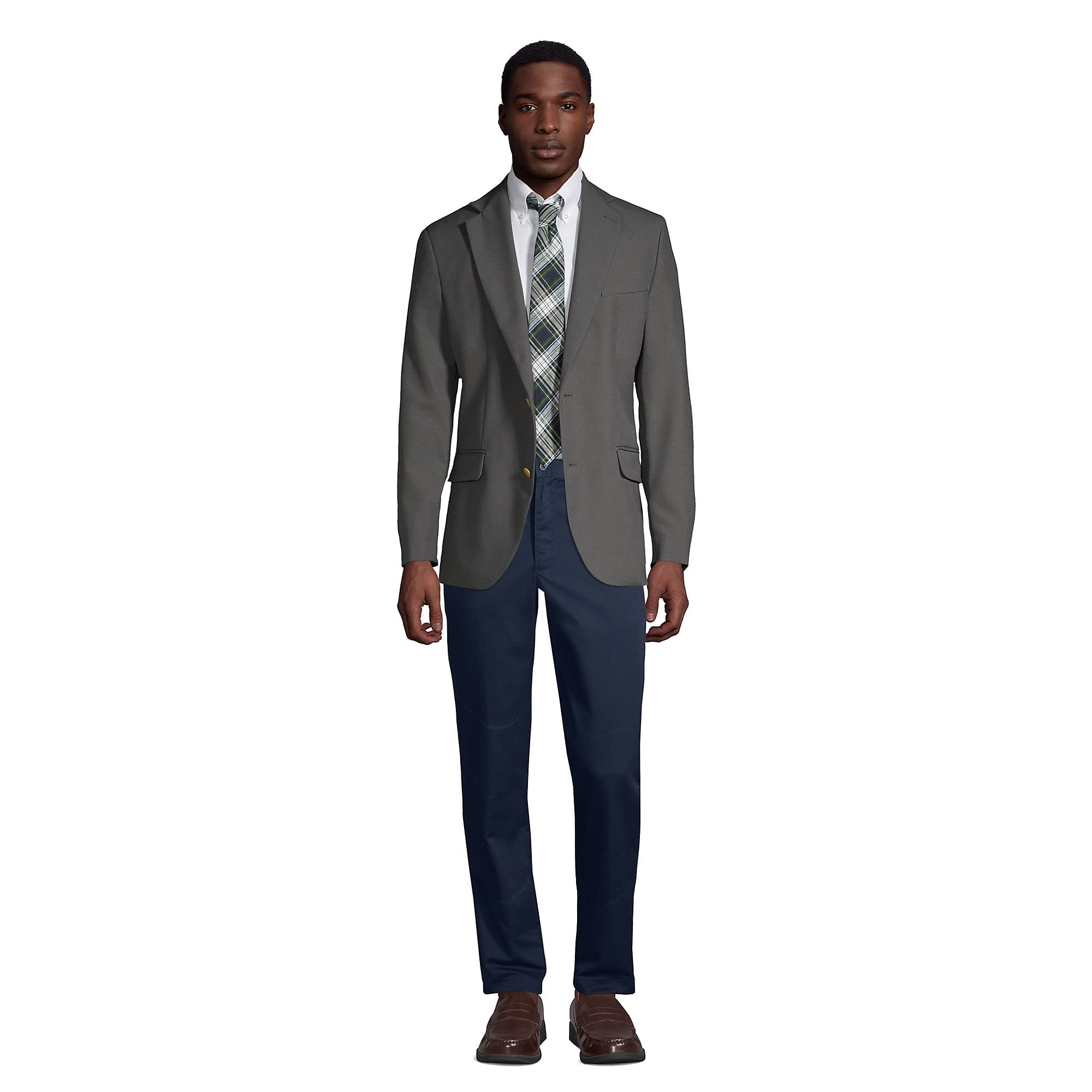 Lands' End Men's Hopsack Blazer - Classic School Uniform Jacket for Boys & Teens - Perfect for School, Graduation & Formal Occasions